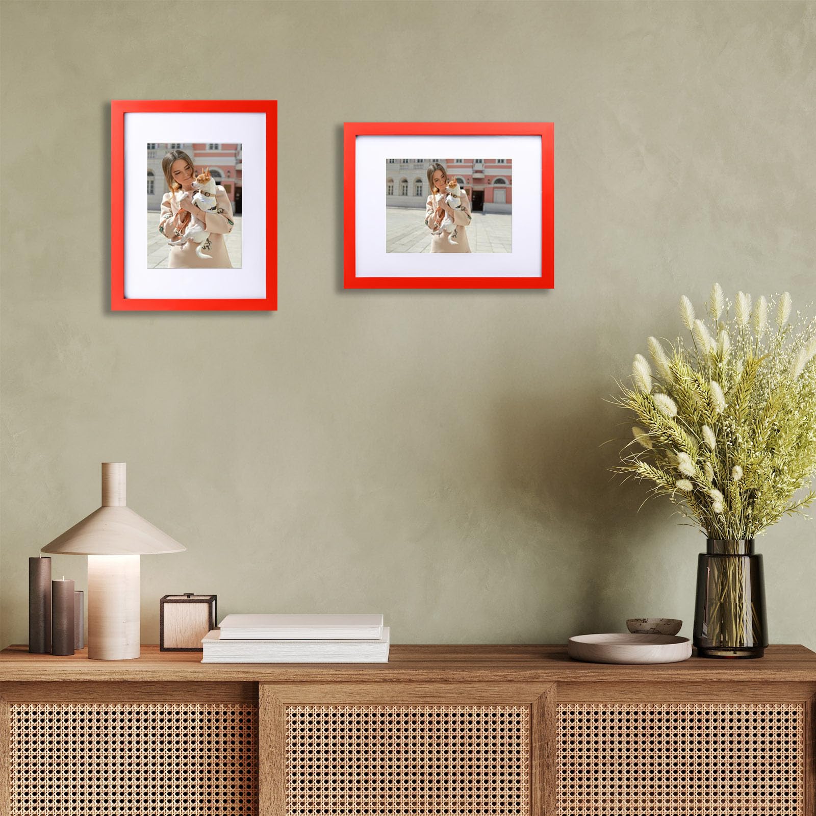 wyooxoo 8.5x11 Picture Frame Set of 2 Made of Solid Wood Photo Frames Display Pictures 6x8 with Mat or 8.5x11 Without Mat Colorf