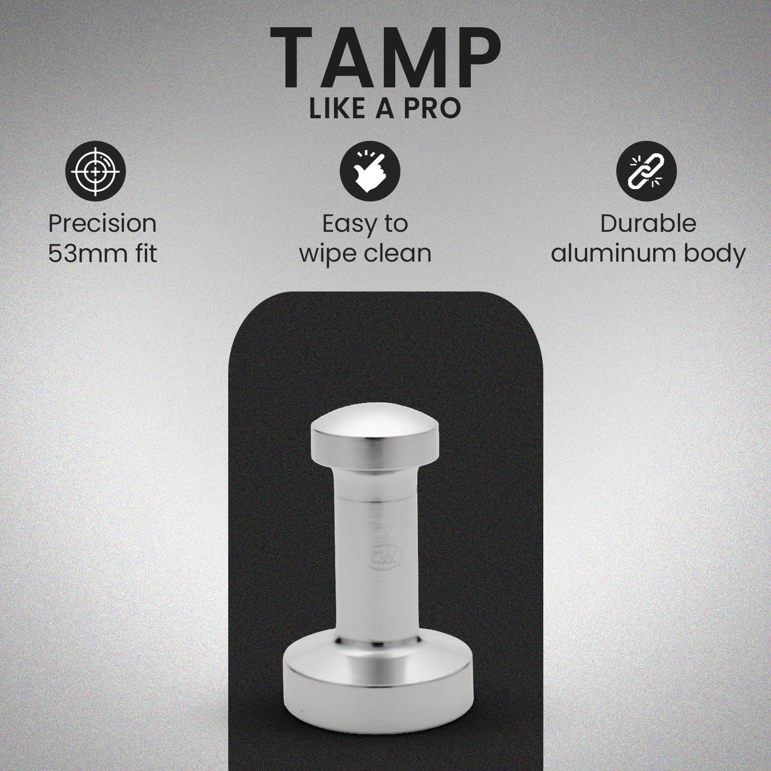Rattleware Premium Aluminum Espresso Tamper (53 mm) - Ideal for Baristas & Coffee Lovers - Sleek Material & Design - Ultimate Tamping Precision & Consistency