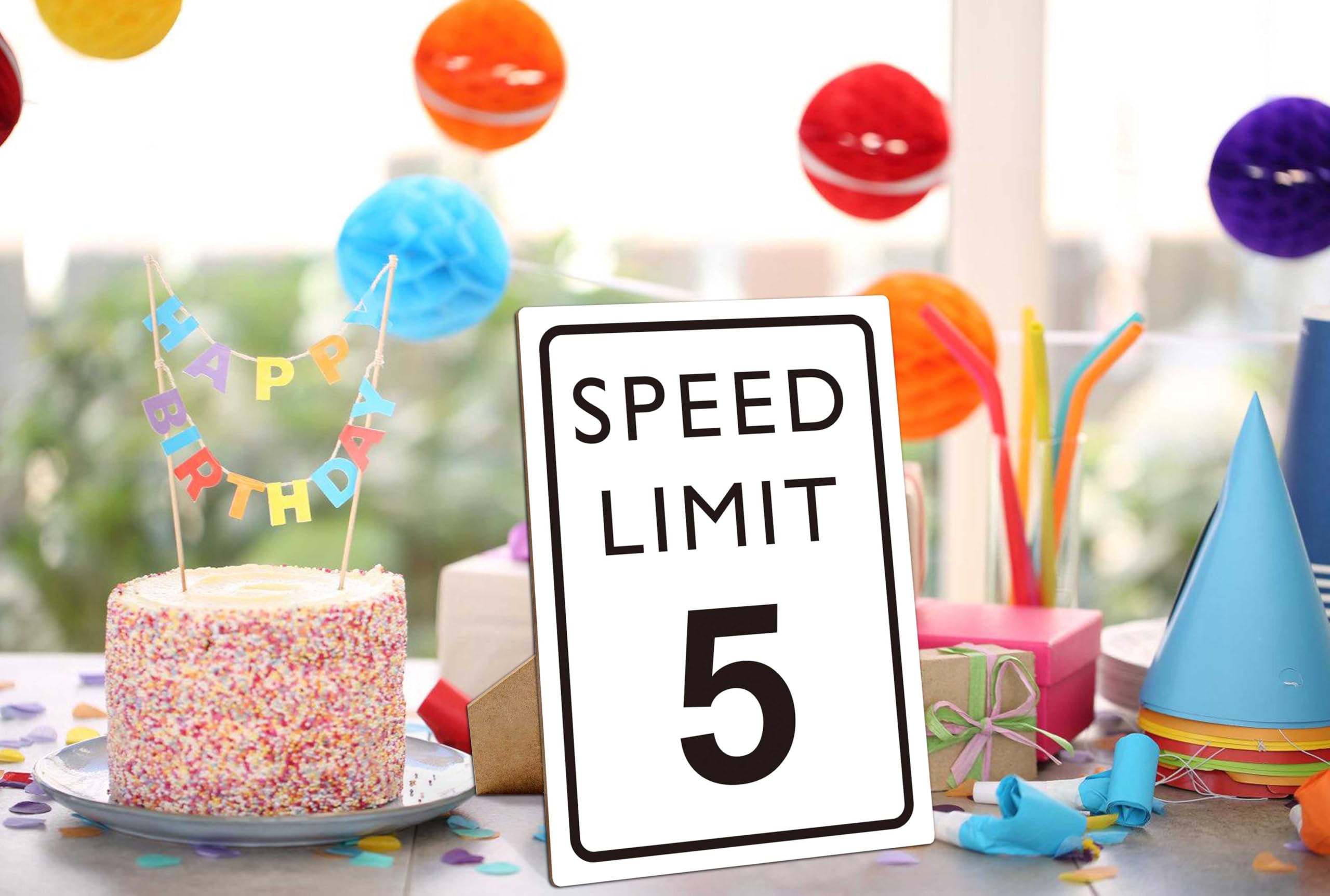Race Car Birthday Decor, Speed Limit Sign, Fast Five, Race Car Birthday Party Decorations, 8  11 Wooden Play Sign with Stand, Le