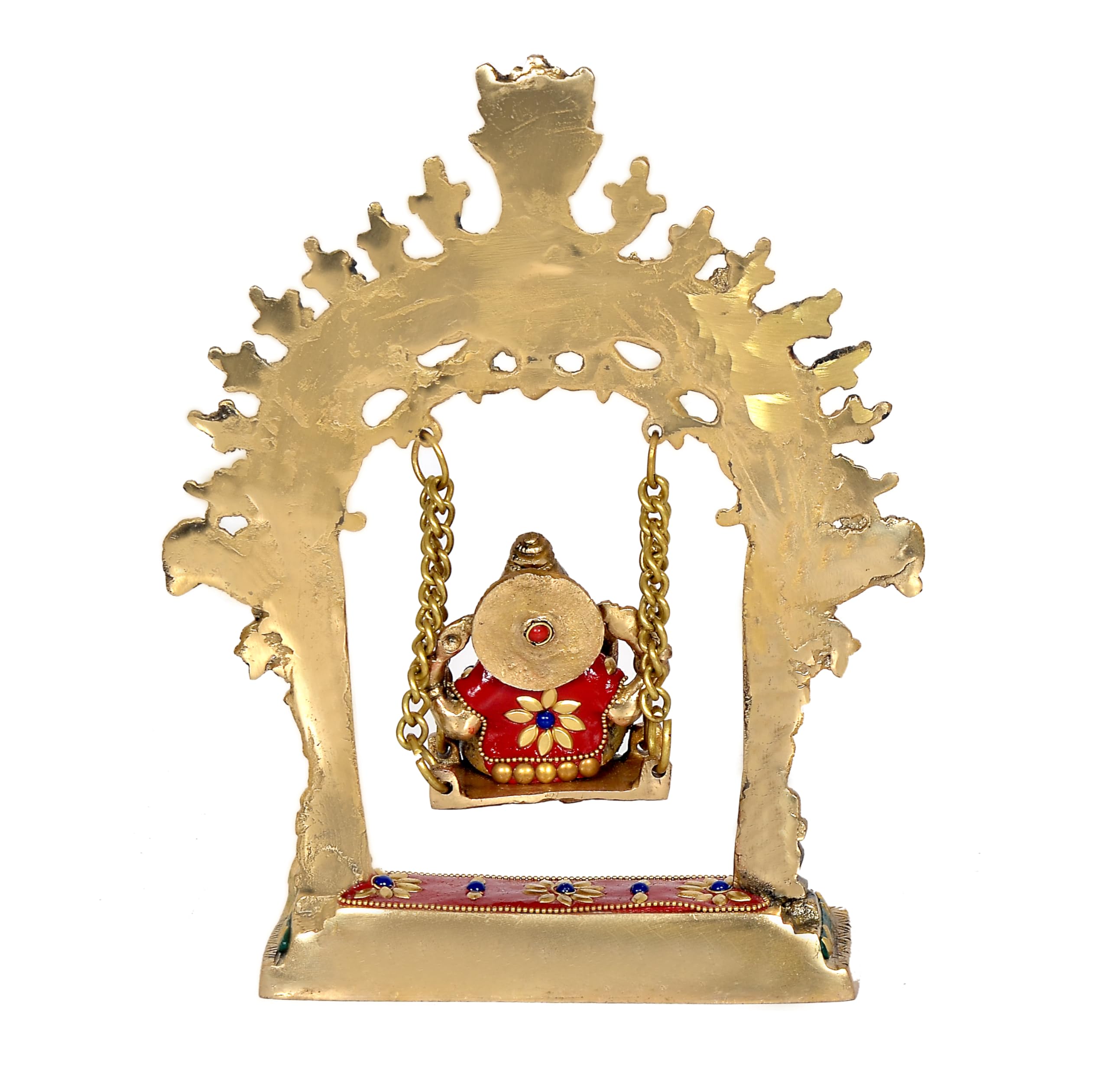 Aona Brass Ganesha Ganesh Swing Jhula Statue Idol Murti, Height : 10 Inch