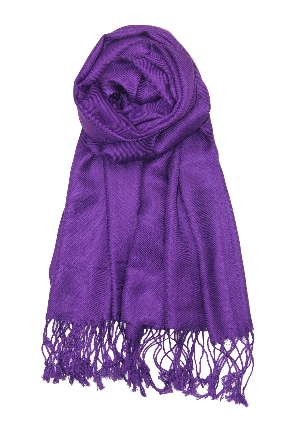 Achillea Large Soft Silky Pashmina Shawl Wrap Scarf In Solid Colors (Purpleeggplant)