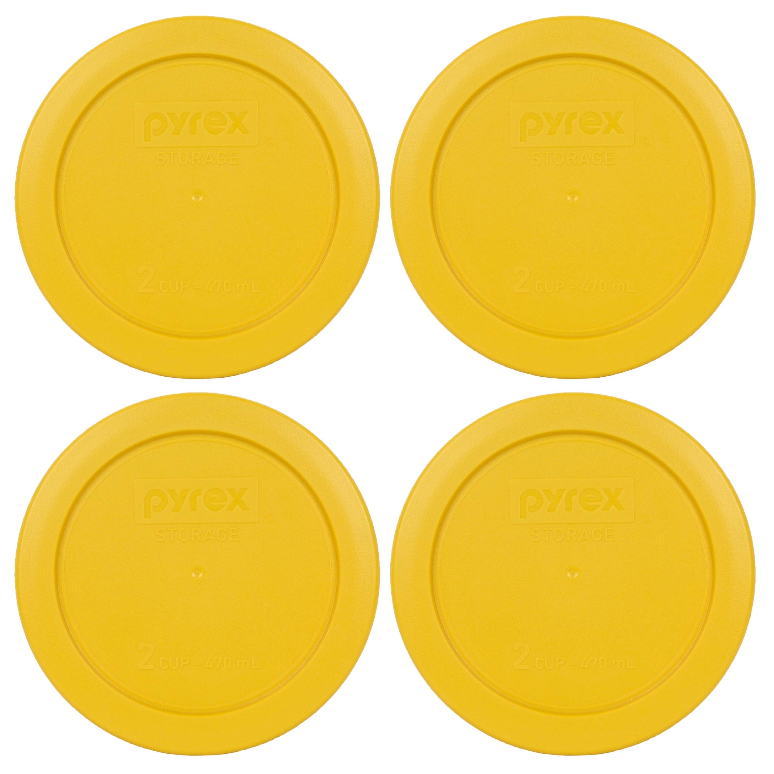 Pyrex Bundle - 4 Items: 7200-Pc 2-Cup Butter Yellow Plastic Food Storage Lids Made In The Usa