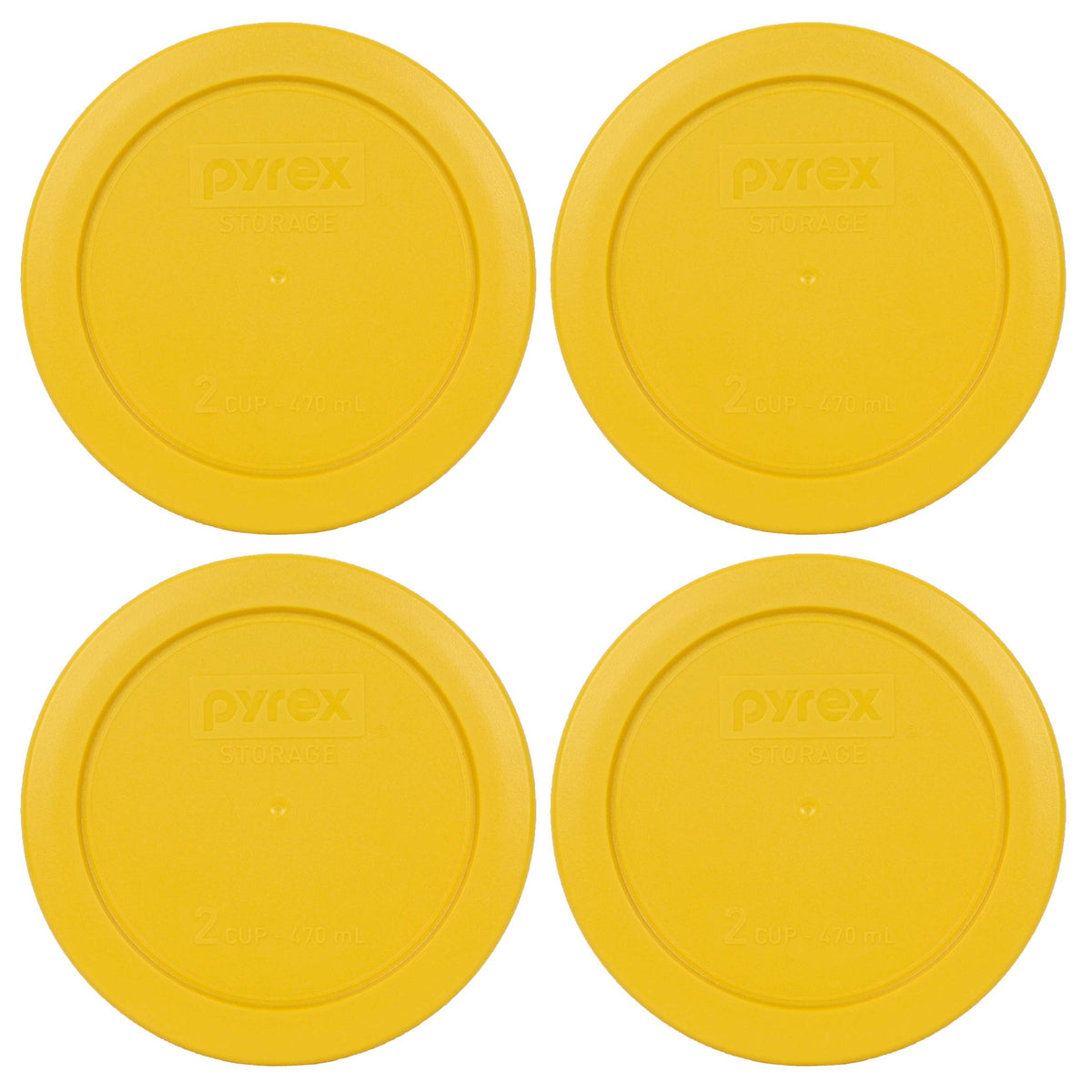 Pyrex Bundle - 4 Items: 7200-Pc 2-Cup Butter Yellow Plastic Food Storage Lids Made In The Usa