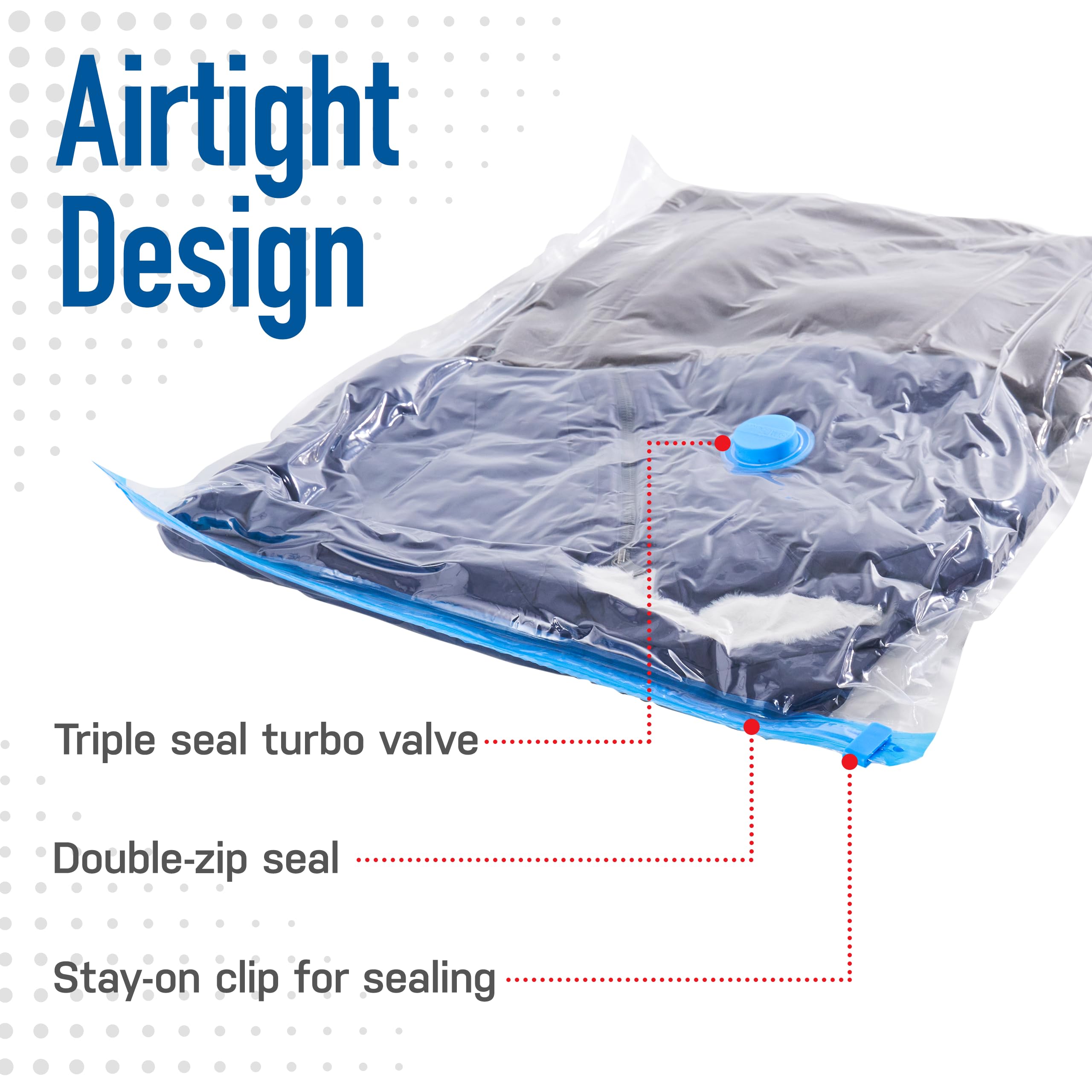 Spacesaver Premium Bags  80% More Storage  Hand-Pump for Travel  Space Saver Vacuum Storage Bags with Double-Zip Seal and Triple Seal Turbo-Valve for Max Space Saving in storage bag (Large 6 Pack)