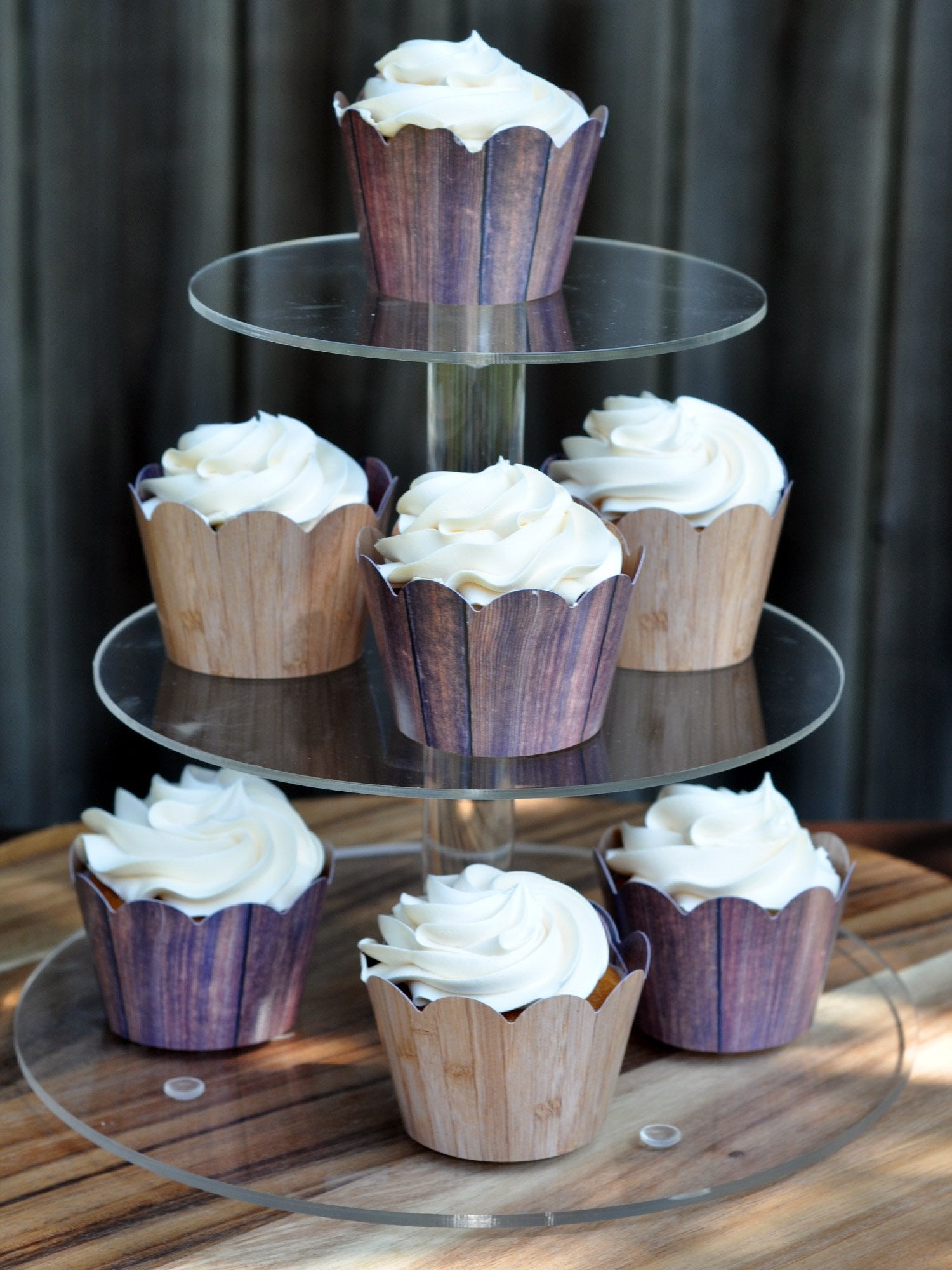 Woodgrain Cupcake Wrappers For Rustic Weddings, Western Cowboy/Cowgirl Birthday Parties, Lumberjack, Woodland, Outdoors Baby Or