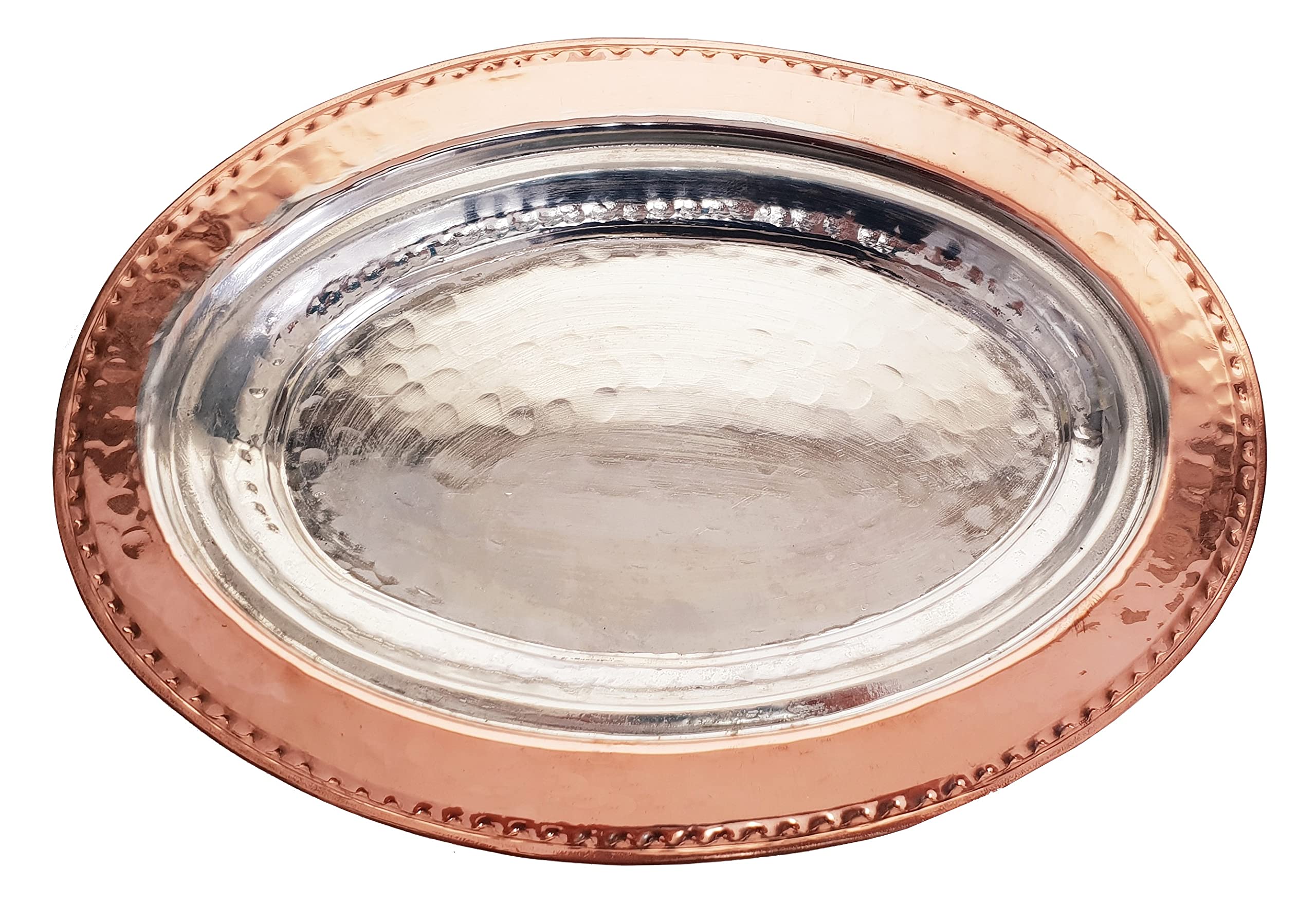 Dlk - Handmade Pure Copper Serving Plate - Iskender Kebab Plate - Turkish Kebab Presentation - Oval Copper Plate 12 Inch (31Cm)