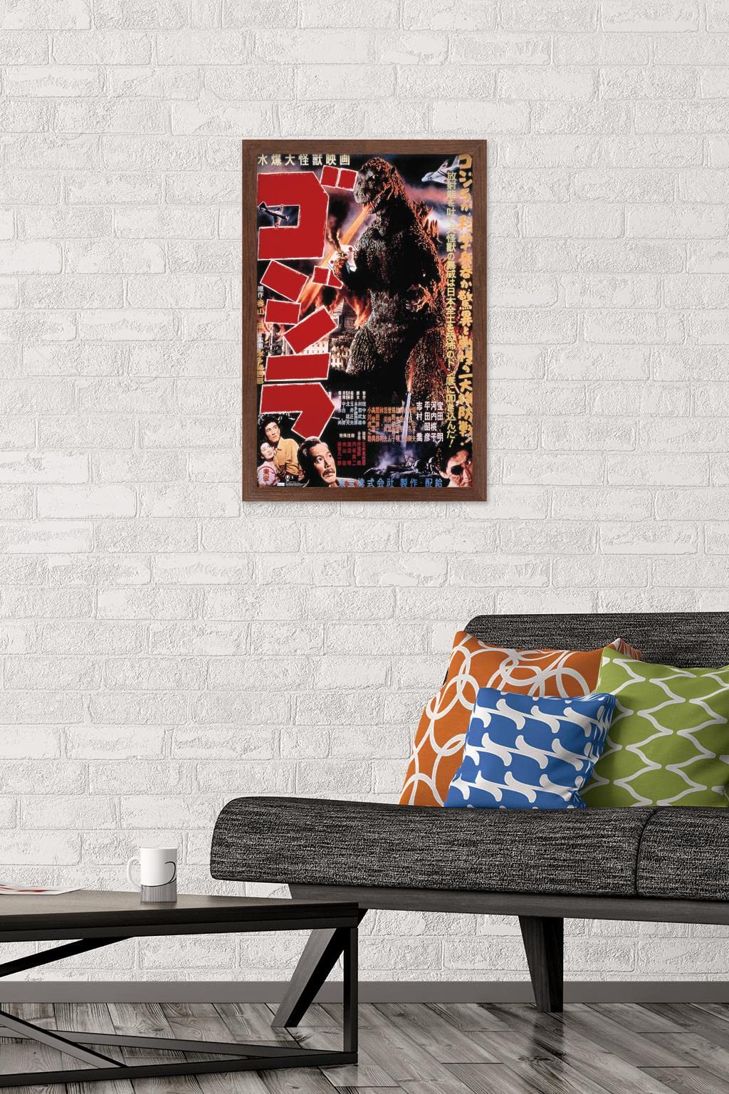 Trends International Godzilla - Godzilla (1954) Wall Poster, 14.725'' X 22.375'', Mahogany Framed Version