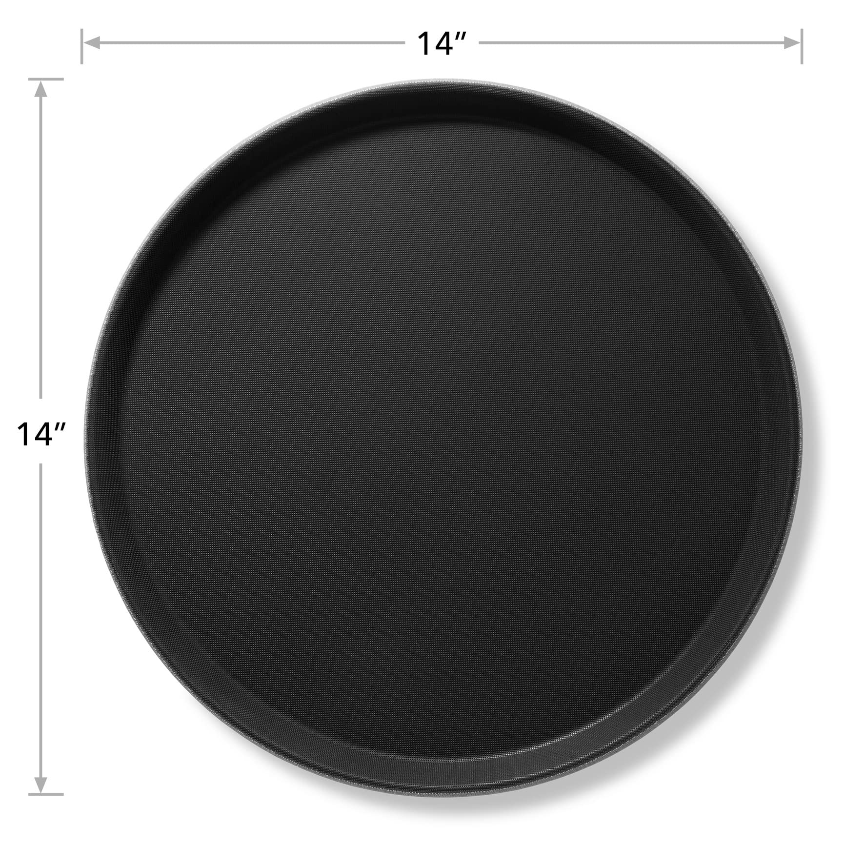 Jubilee 14'' Round Restaurant Serving Trays (Set Of 2), Black - Nsf Certified Non-Slip Food Service Tray
