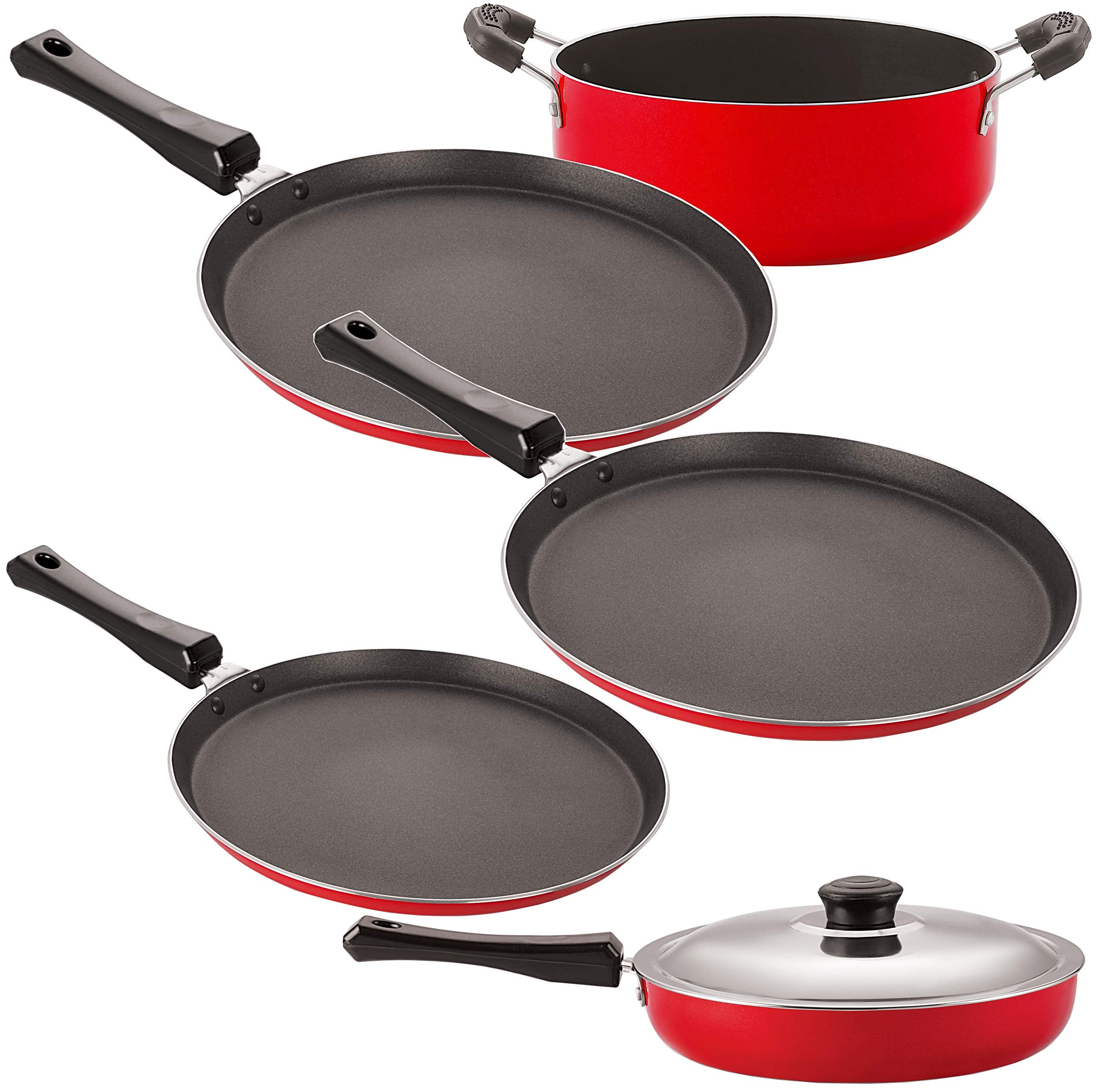 Nirlon NonStick Aluminium 5 Piece Chemical Free Gas Compatible Kitchenware Combo Gift Set