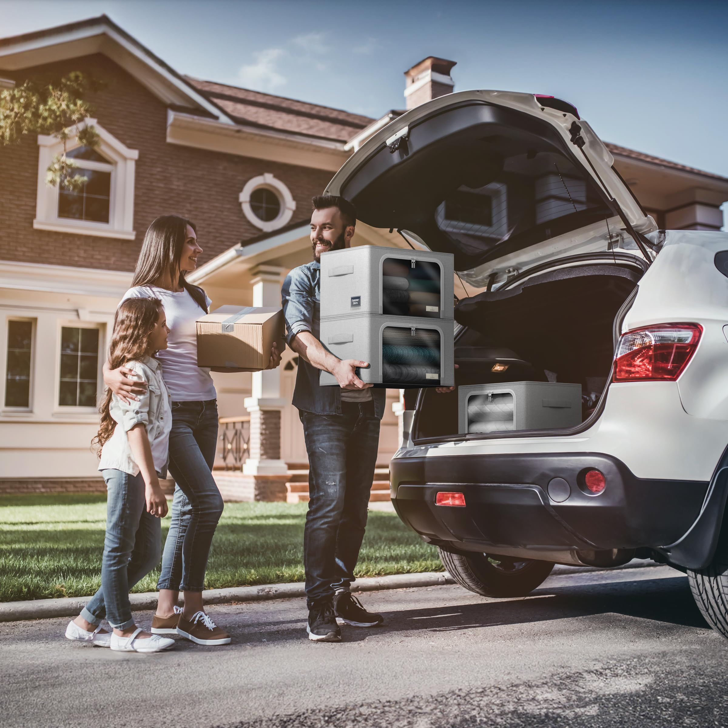 Sorbus Storage Bins with Metal Frame - Stackable & Foldable Clothes Organizer Bags - Oxford Fabric Storage Containers with Large