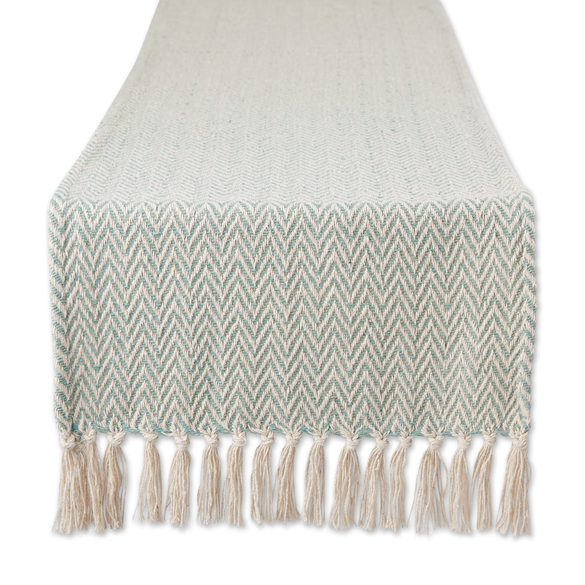 JADEITE  CHEVRON HANDLOOM TABLE RUNNER 15x72