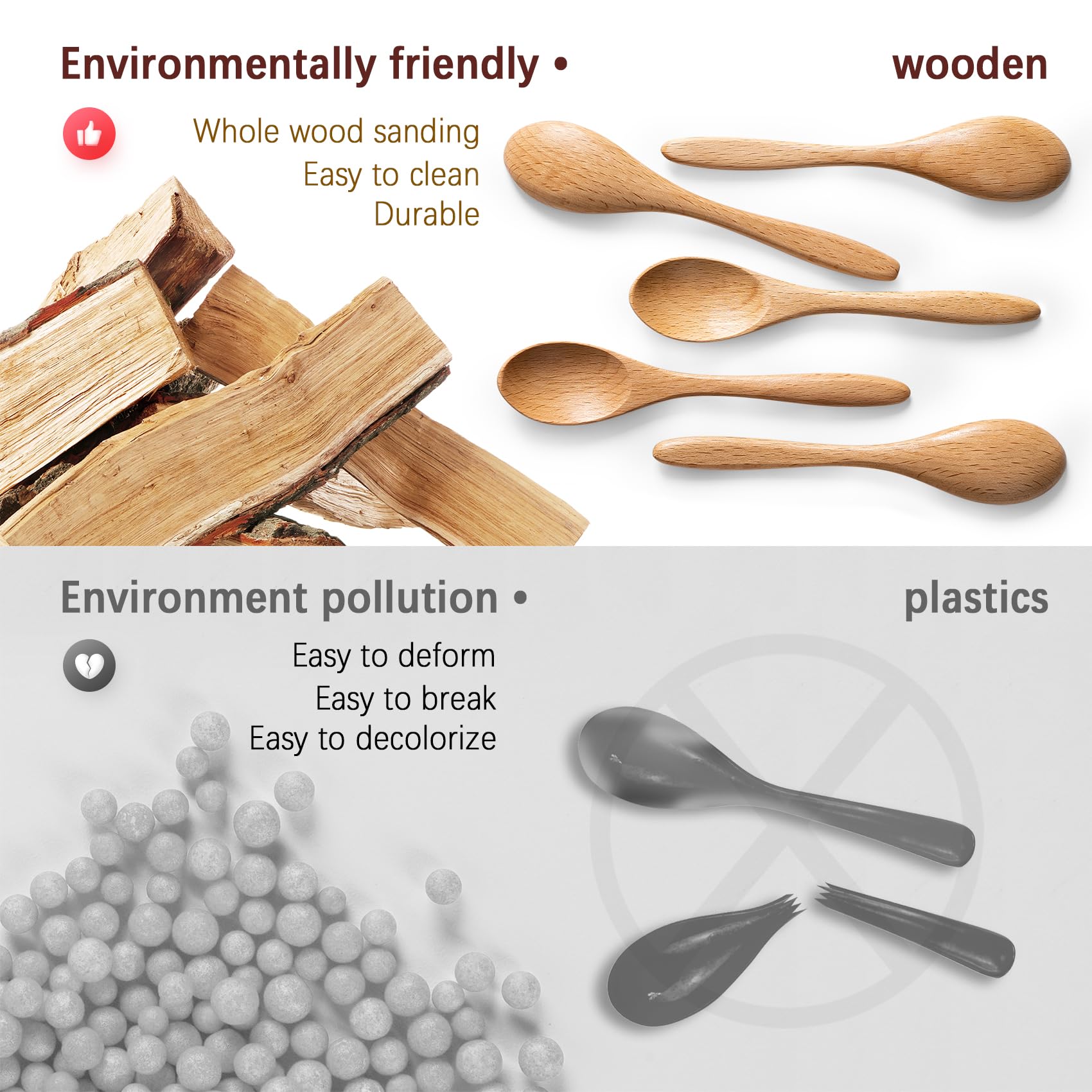 Hefild 7 Pcs Small Wooden Spoons, 5.8 Inch Honey Spoons For Tea, Beech Wooden Honey Teaspoon For Coffee, Little Tiny Wood Spoons