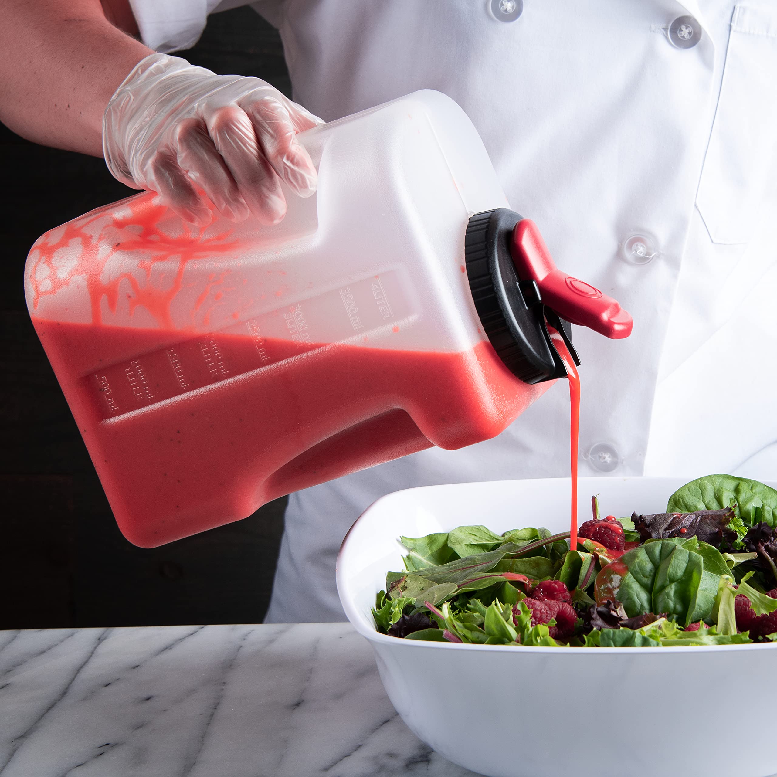 Carlisle Foodservice Products Container Plastic Jug, Pitcher With Color Coded Toggle Lid For Catering, Buffets, Restaurants, Pol