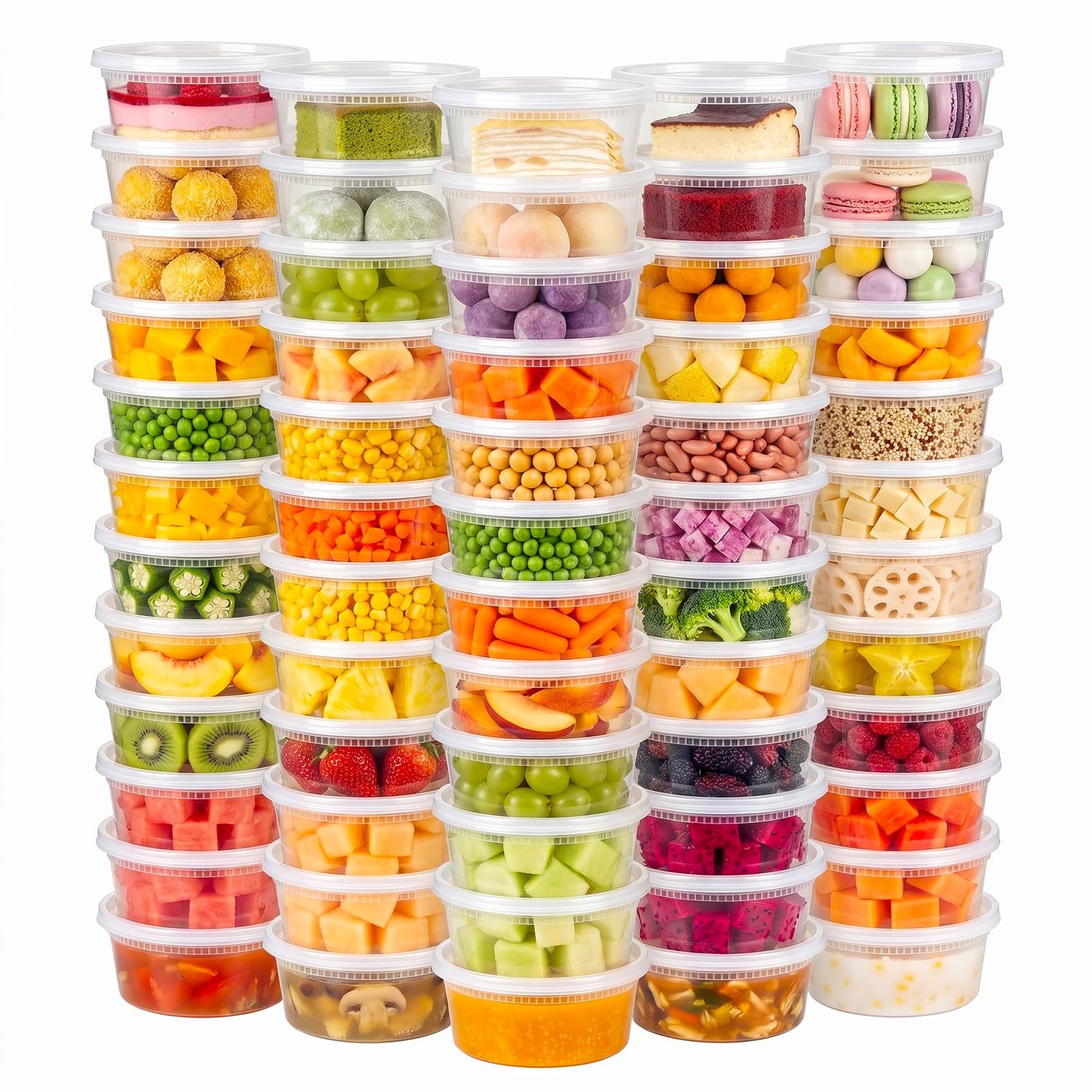 HestiaSnax 60 Sets 8 oz Deli Containers with Lids, Leakproof & Airtight BPA Free Takeout Plastic Food Storage Containers for Sou