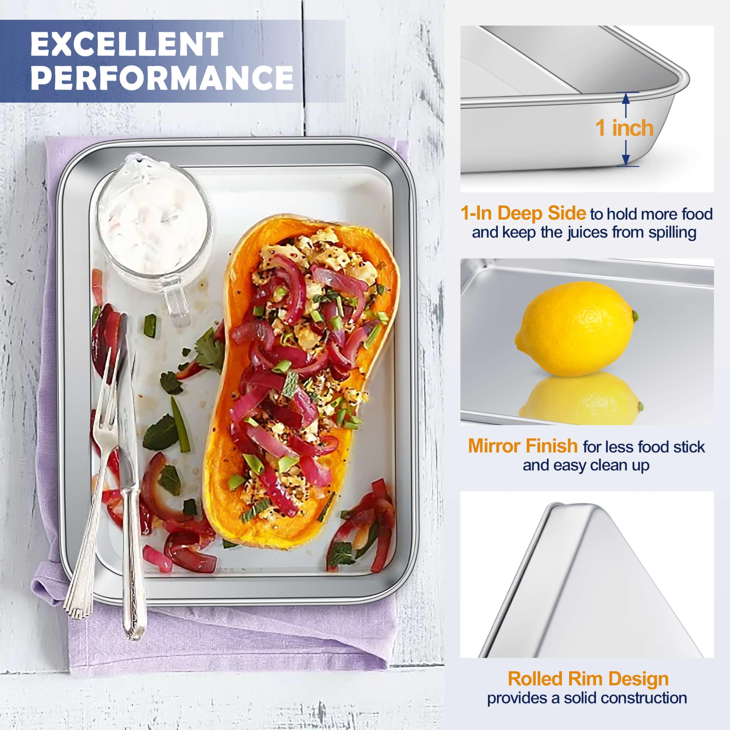 10.4 Inch Toaster Oven Pan With Rack Set, Joyfair Stainless Steel Cookie Pan Baking Tray With Bacon Rack, Small Commercial Nonst