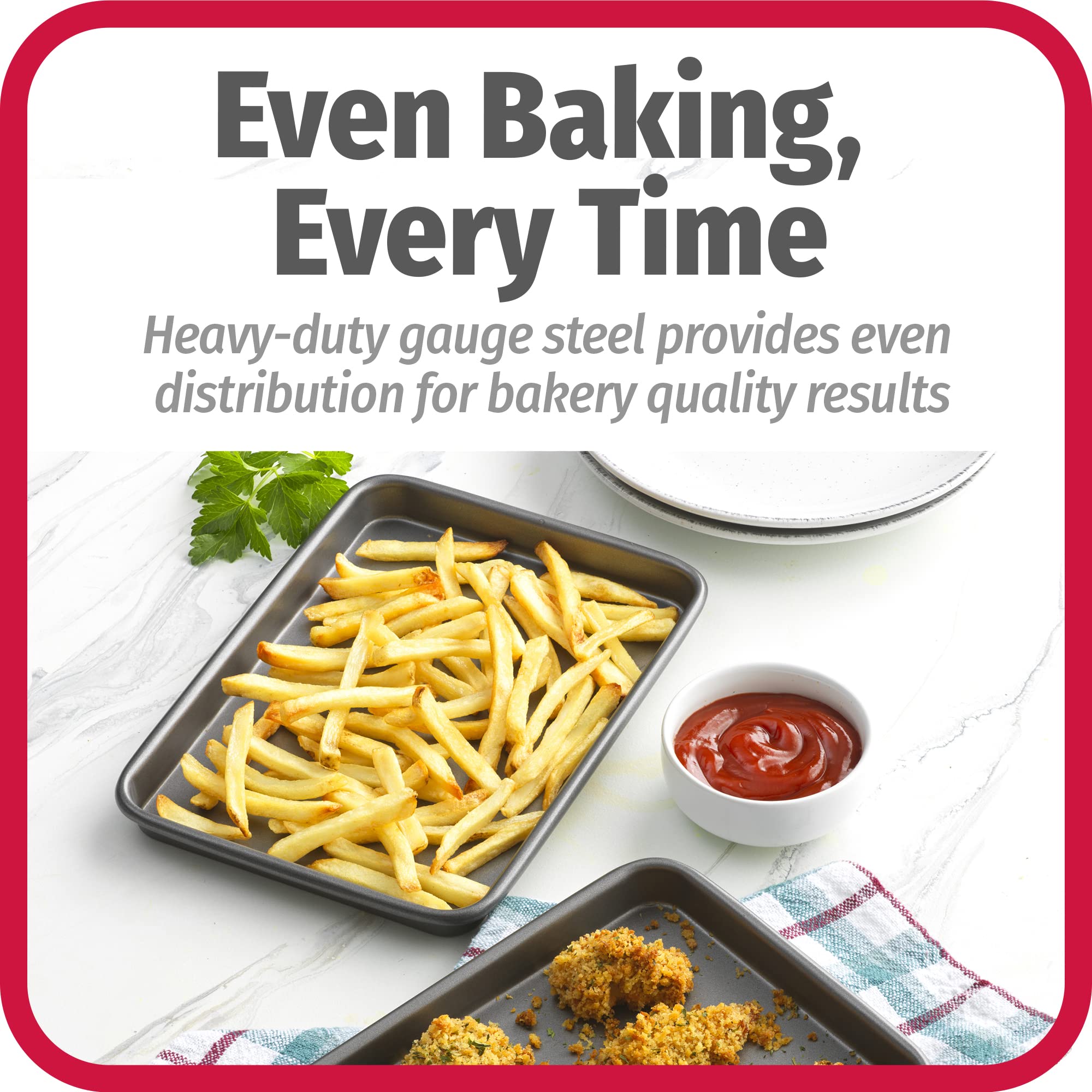 Goodcook Set Of 2 Nonstick Steel 9'' X 6.2'' Toaster Oven Mini Baking Sheets With Racks, Gray (4221)