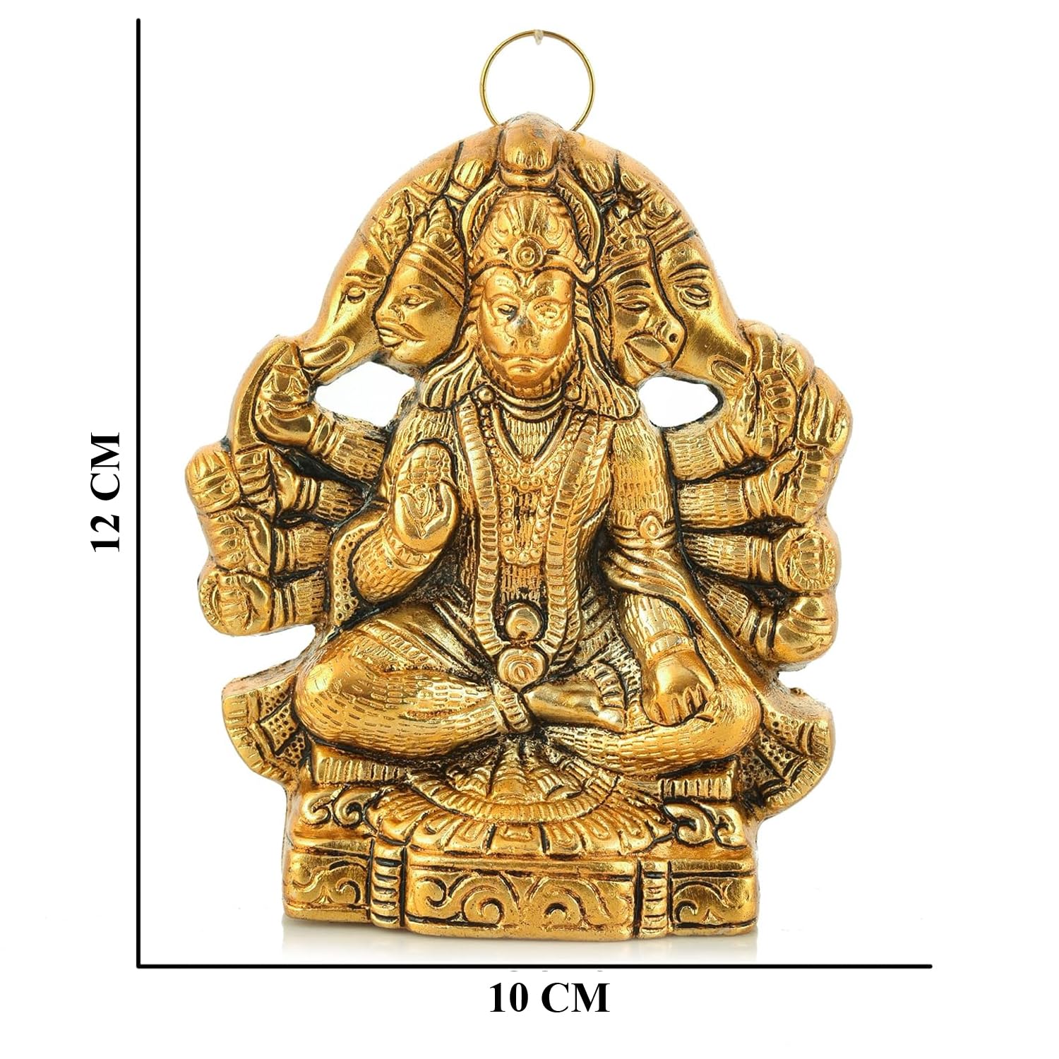 Kitlyn Metal Panchmukhi Hanuman Ji Murti / 5 Mukhi Hanuman Avatar/Panchmukhi Hanuman Ji Wall Hanging Door Entrance 5 Inches