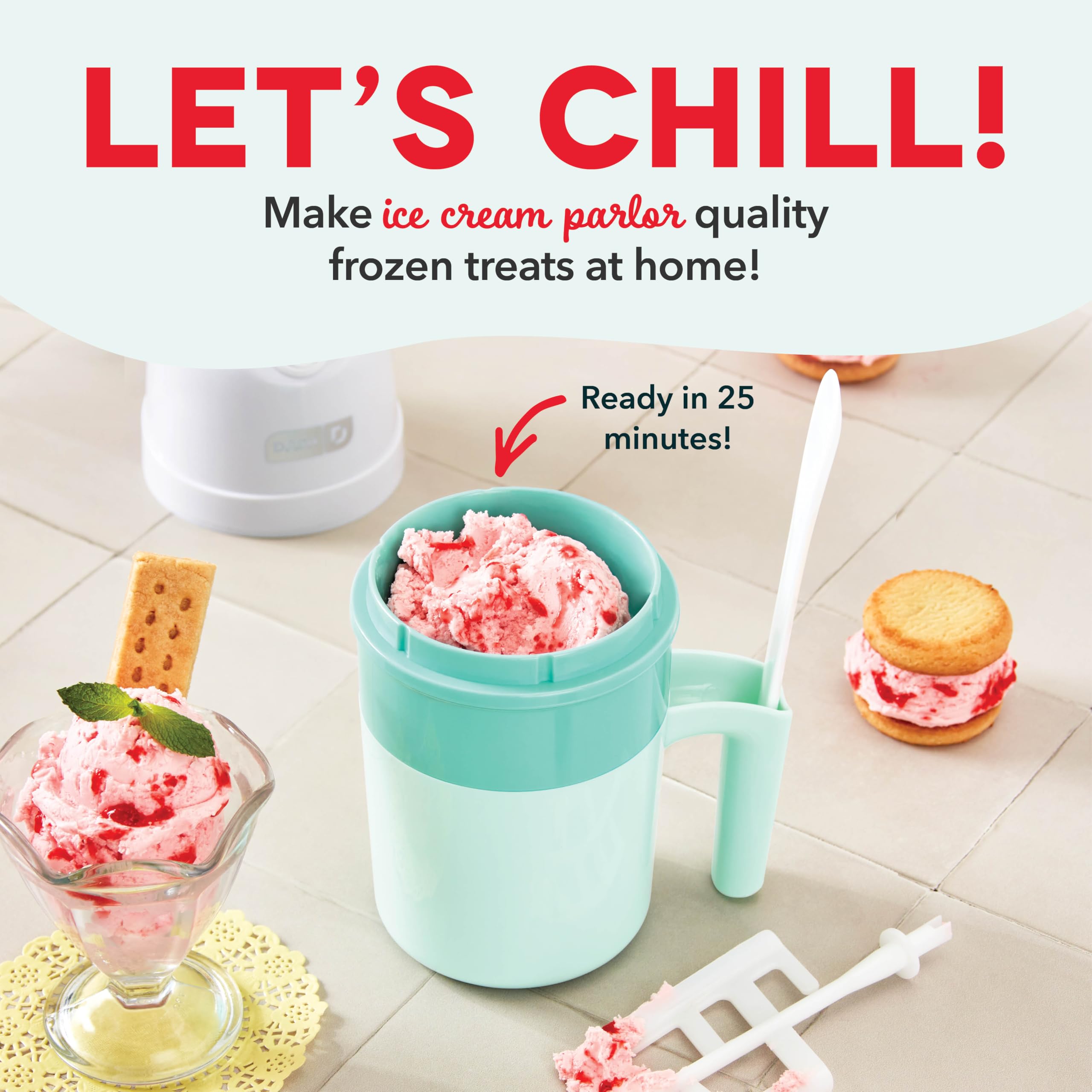 Dash My Pint Ice Cream Maker Machine (Aqua): Multi-Purpose Soft Serve Ice Cream Machine For Homemade Gelato, Sorbet, Frozen Yogu