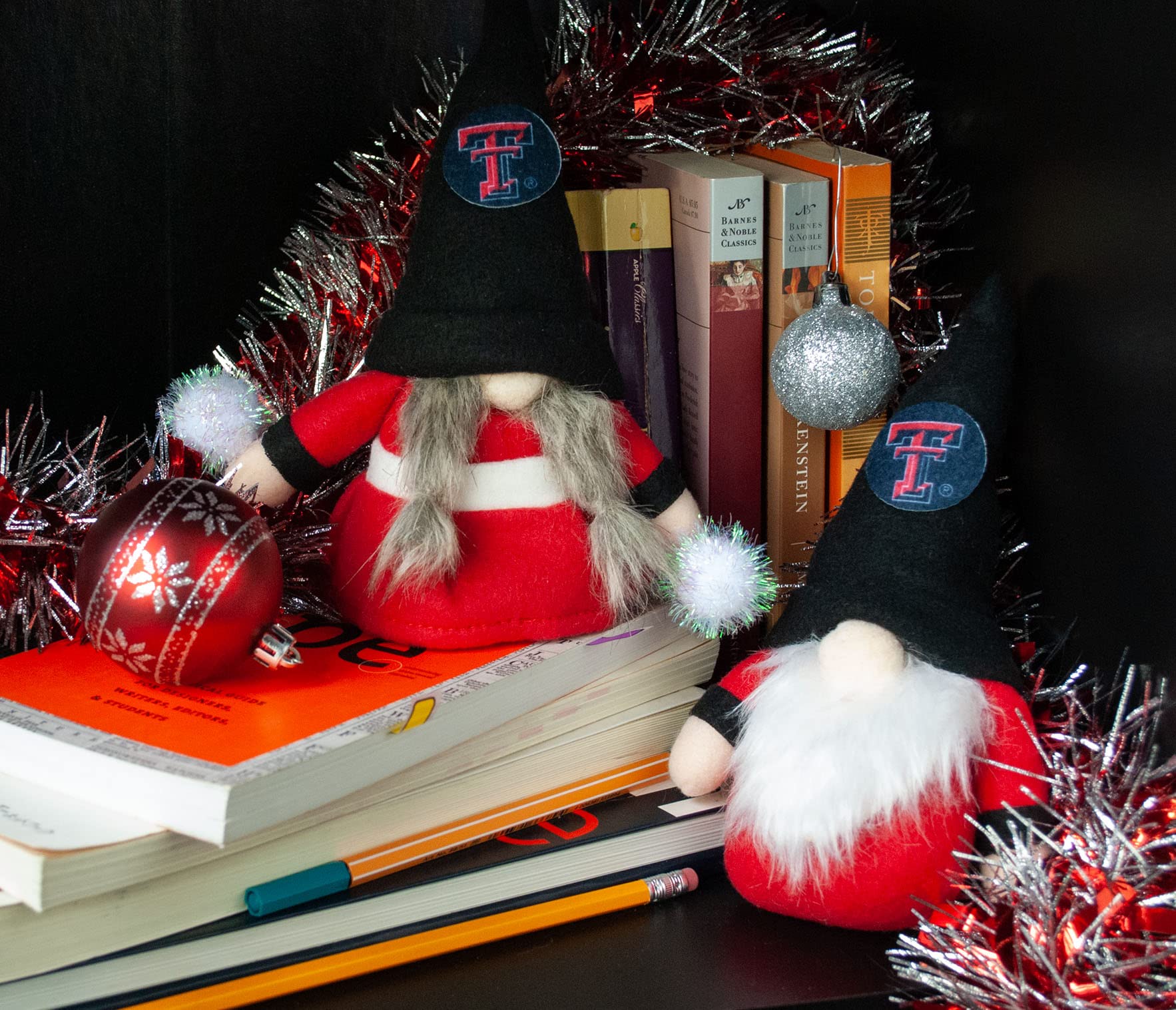Texas Tech Raiders Set of 2 Plush Gnome Christmas Tree Ornaments by Hannas Handiworks - Fan/Cheerleader Holiday/Dorm Decoration