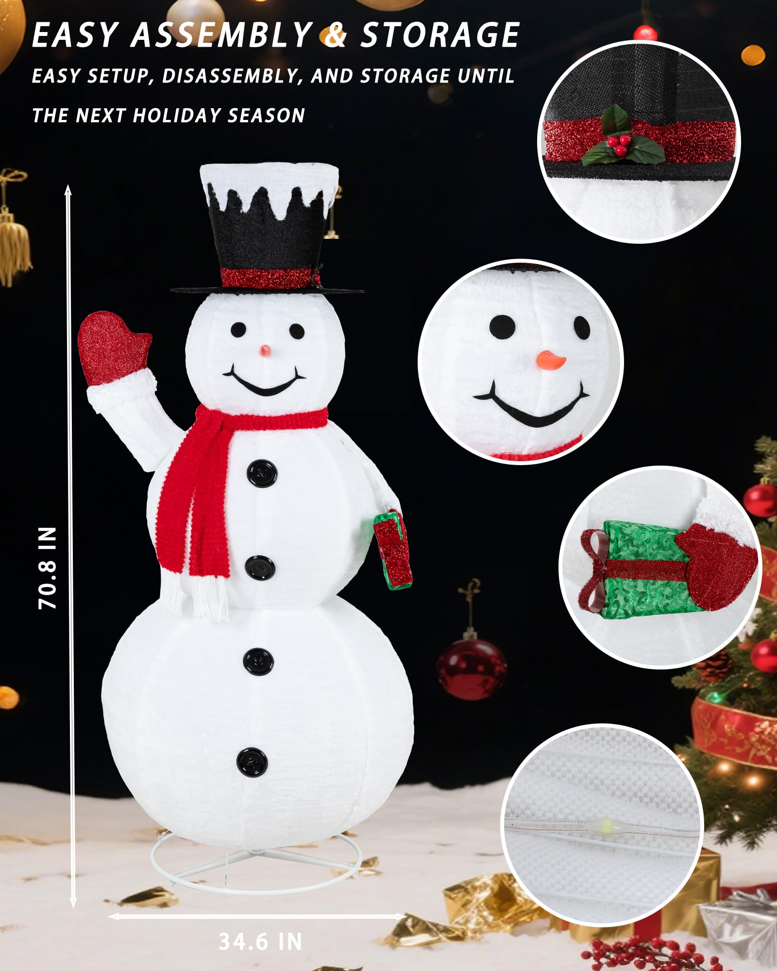 71 Christmas Outdoor Decoration Light up Snowman, Outside Christmas Decor with 200 LED Lights for Yard Patio Lawn Garden Party