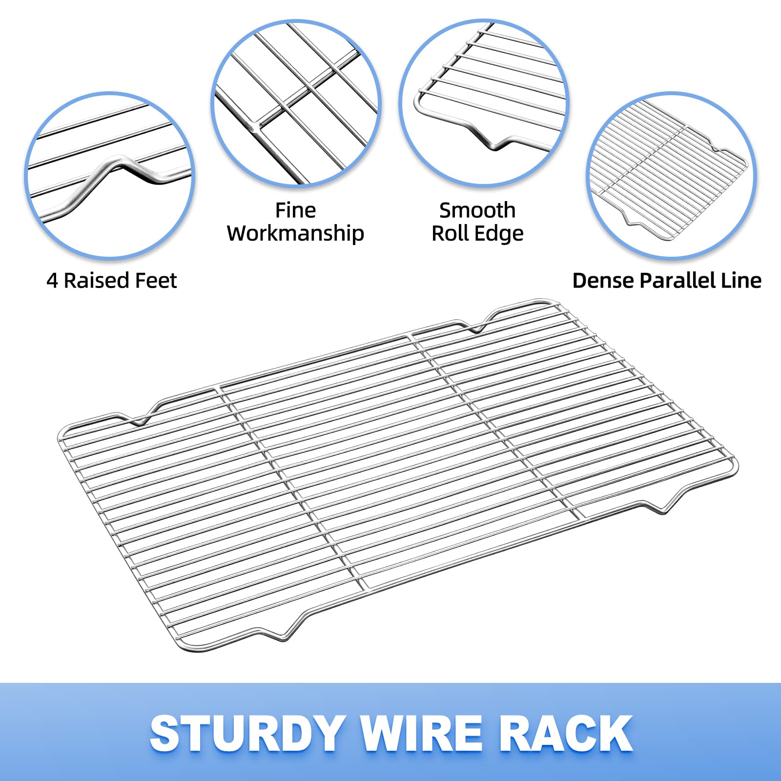 Baking Sheet With Wire Rack Set (1 Baking Tray + 1 Cooling Rack), Zacfton 16 X 12 X 1 Inch Stainless Steel Cookie Sheet Baking P