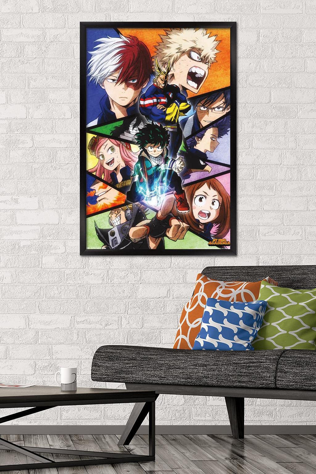 Trends International My Hero Academia-Faces Wall Poster, 22.375'' X 34'', Black Framed Version