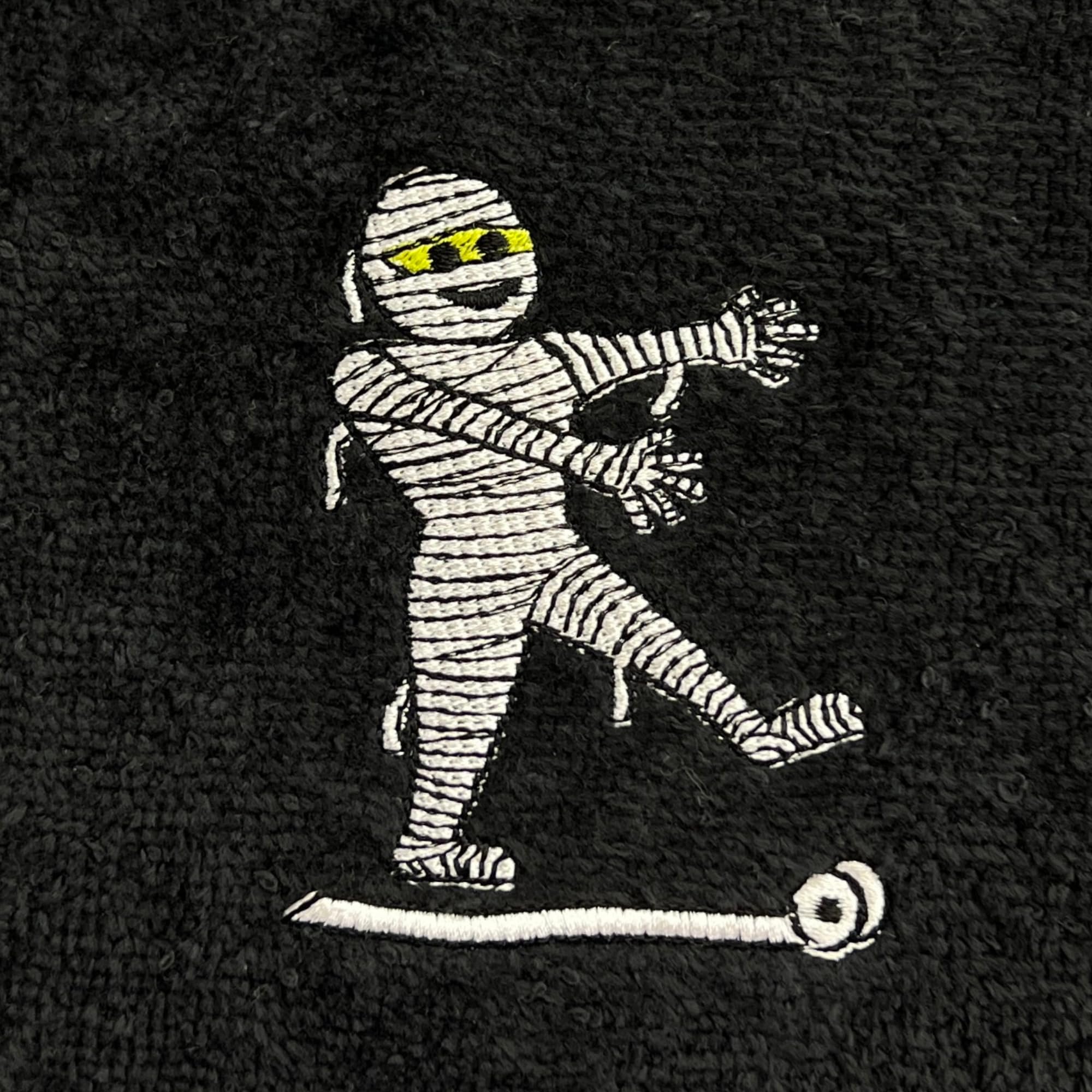 Serafina Home Halloween Fingertip Towels, Embroidered Mummy Design, 2 Pieces, Black Cotton, 12 X 18 Inches,