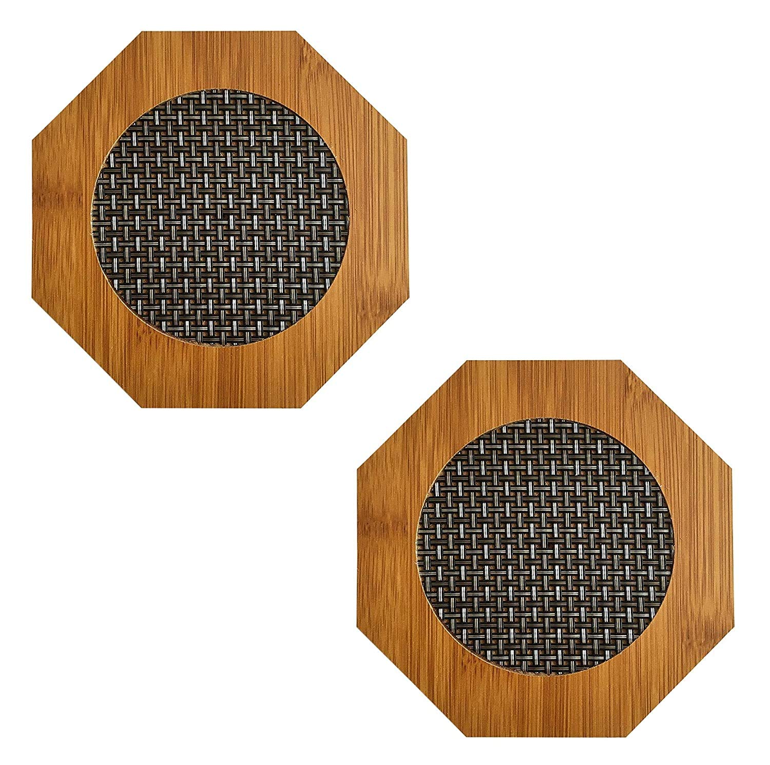 nunki trend Hexagon Shape Heating Insulation/resistant Natural Bamboo Wooden Coaster Heat Table Ware Pad Placemat for Hot Coffee