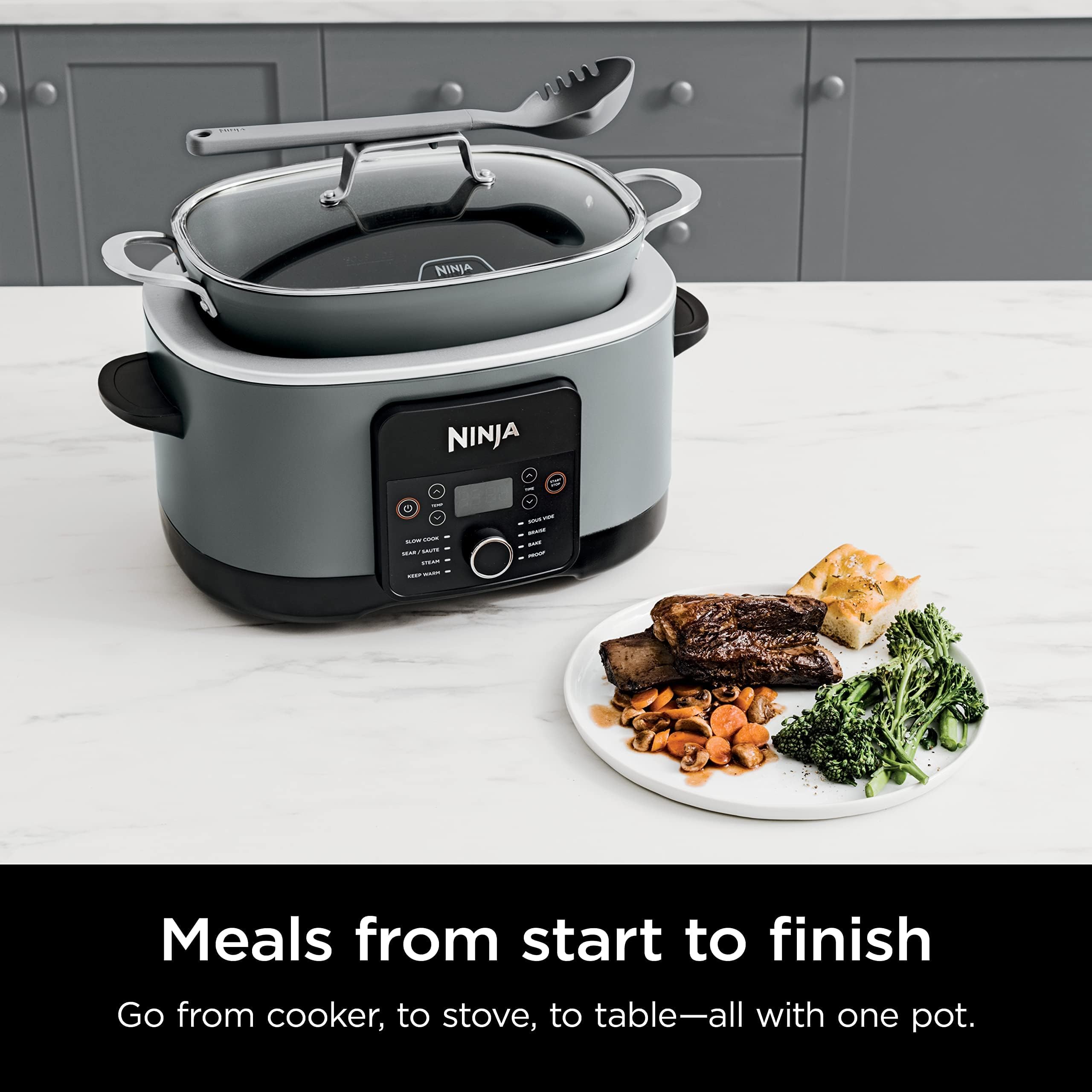 Ninja MC1001 Foodi PossibleCooker PRO 8.5 Quart Multi-Cooker, Sea Salt Gray, Nonstick, Oven Safe to 500°F, 8-in-1 Functionality
