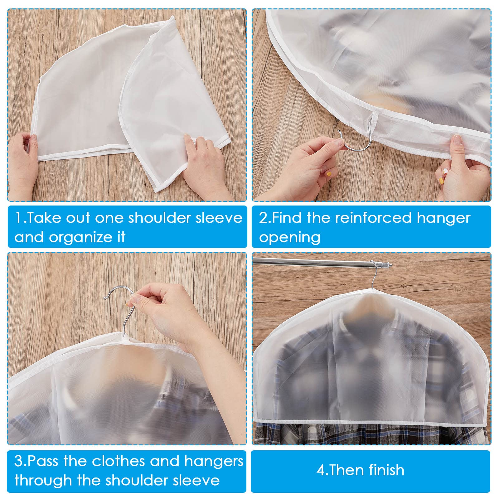 Patelai 32 Pieces Shoulder Covers 24 X 12 X 2 Inches Garment Covers Clothes Covers For Hanging Clothes For Closet Storage Suit,