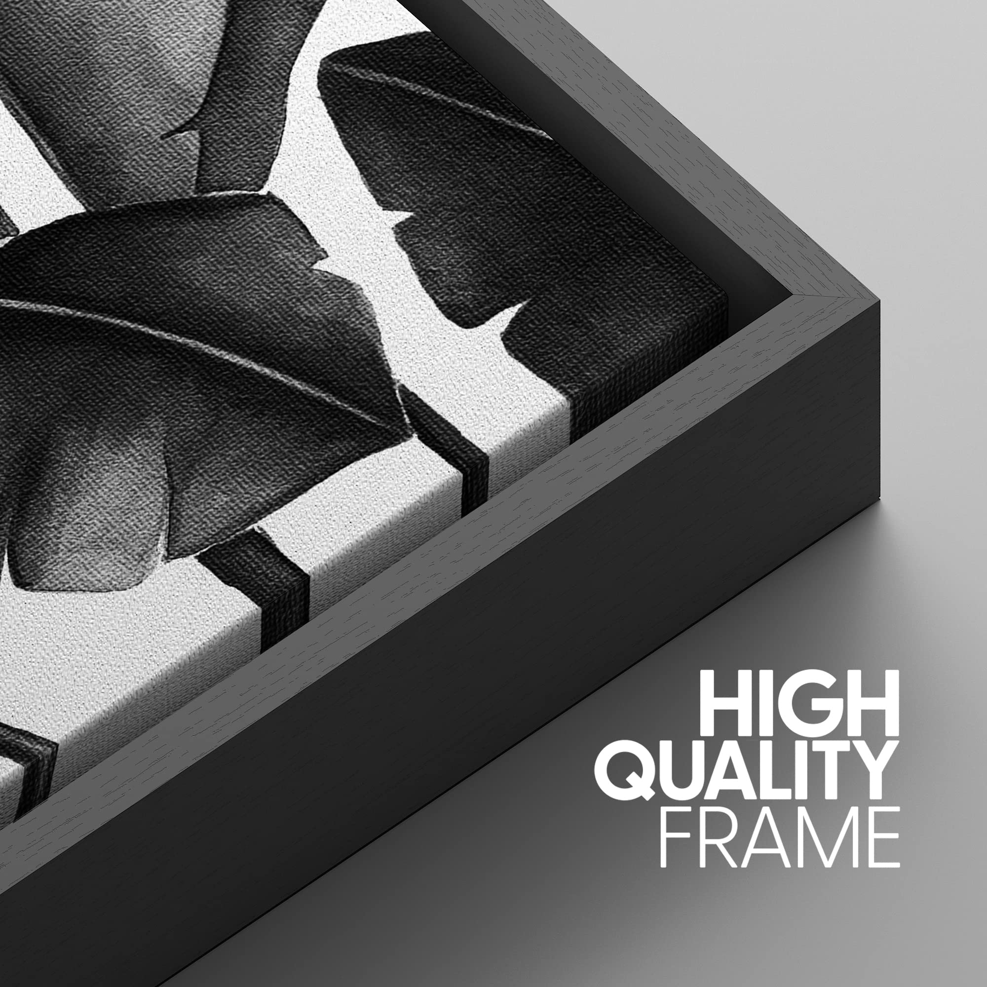 Signwin 3 Piece Framed Canvas Wall Art Black And White Tropical Leaves Canvas Prints Home Artwork Decoration For Living Room,Bed