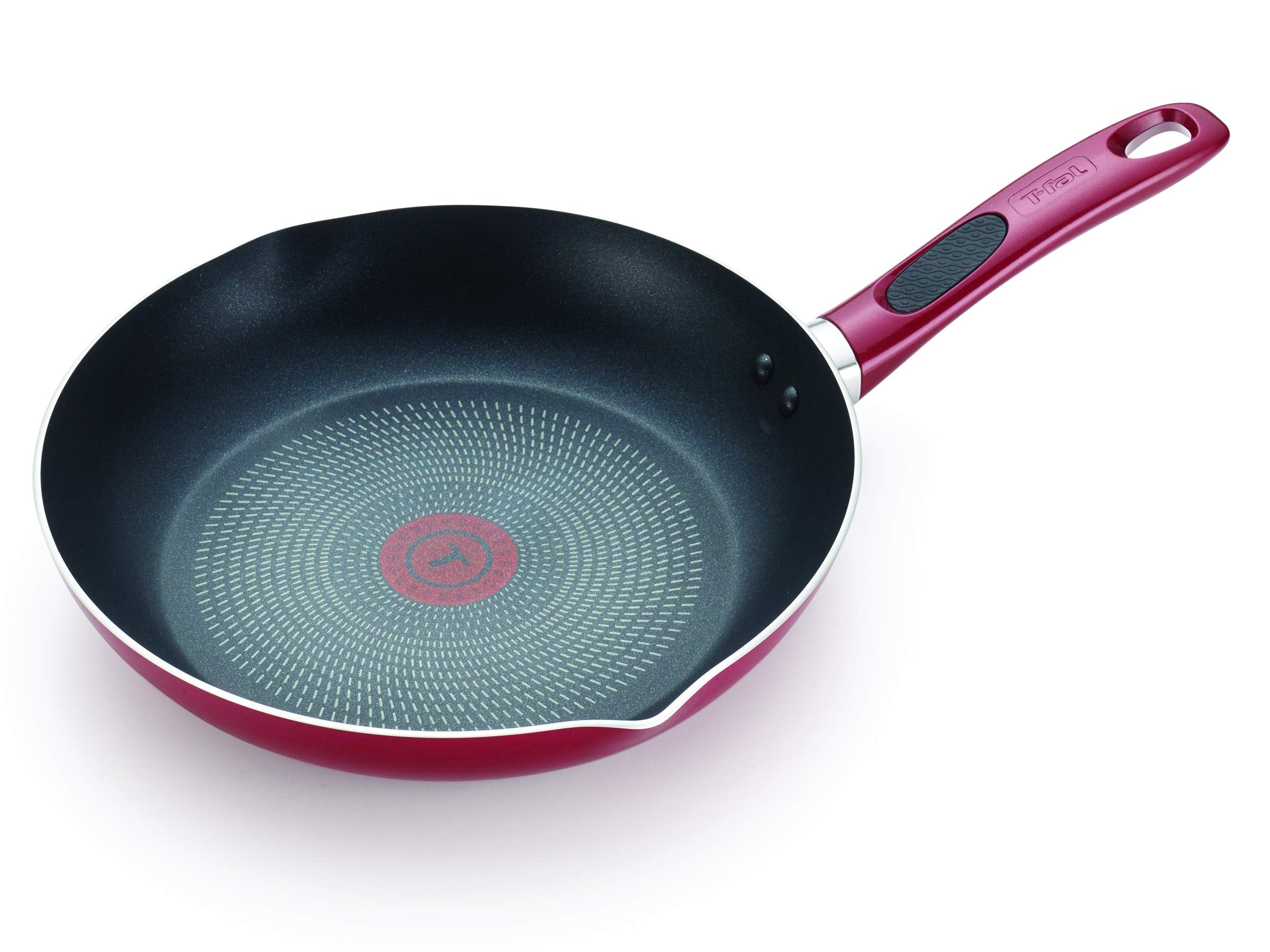 T-fal B03907 Excite ProGlide Nonstick Thermo-Spot Heat Indicator Dishwasher Oven Safe Fry Pan Cookware, 12-Inch, Red