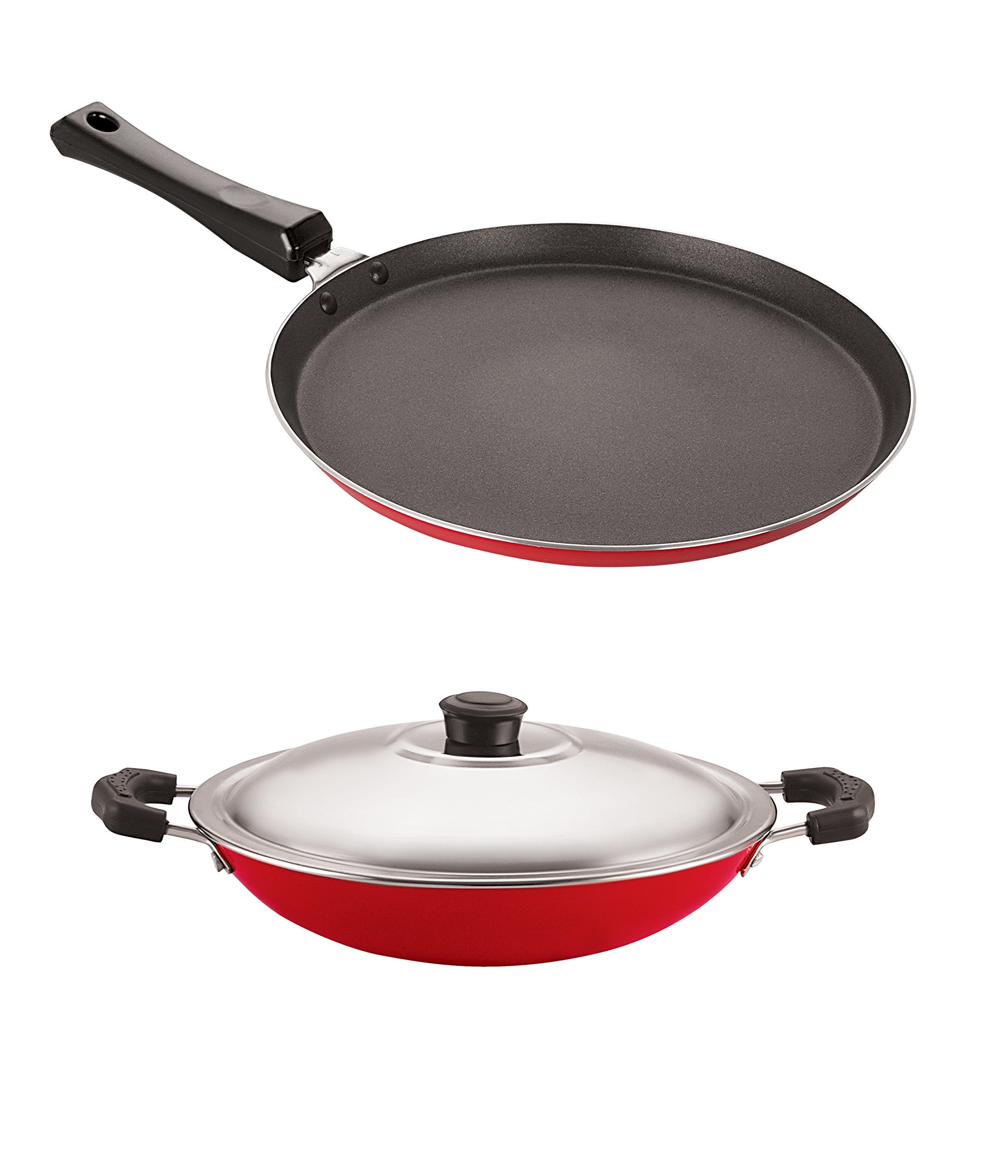 Nirlon NonStick Aluminium Cookware Set, 2Pieces, Red (2.6Mm_Ft10_Ac)