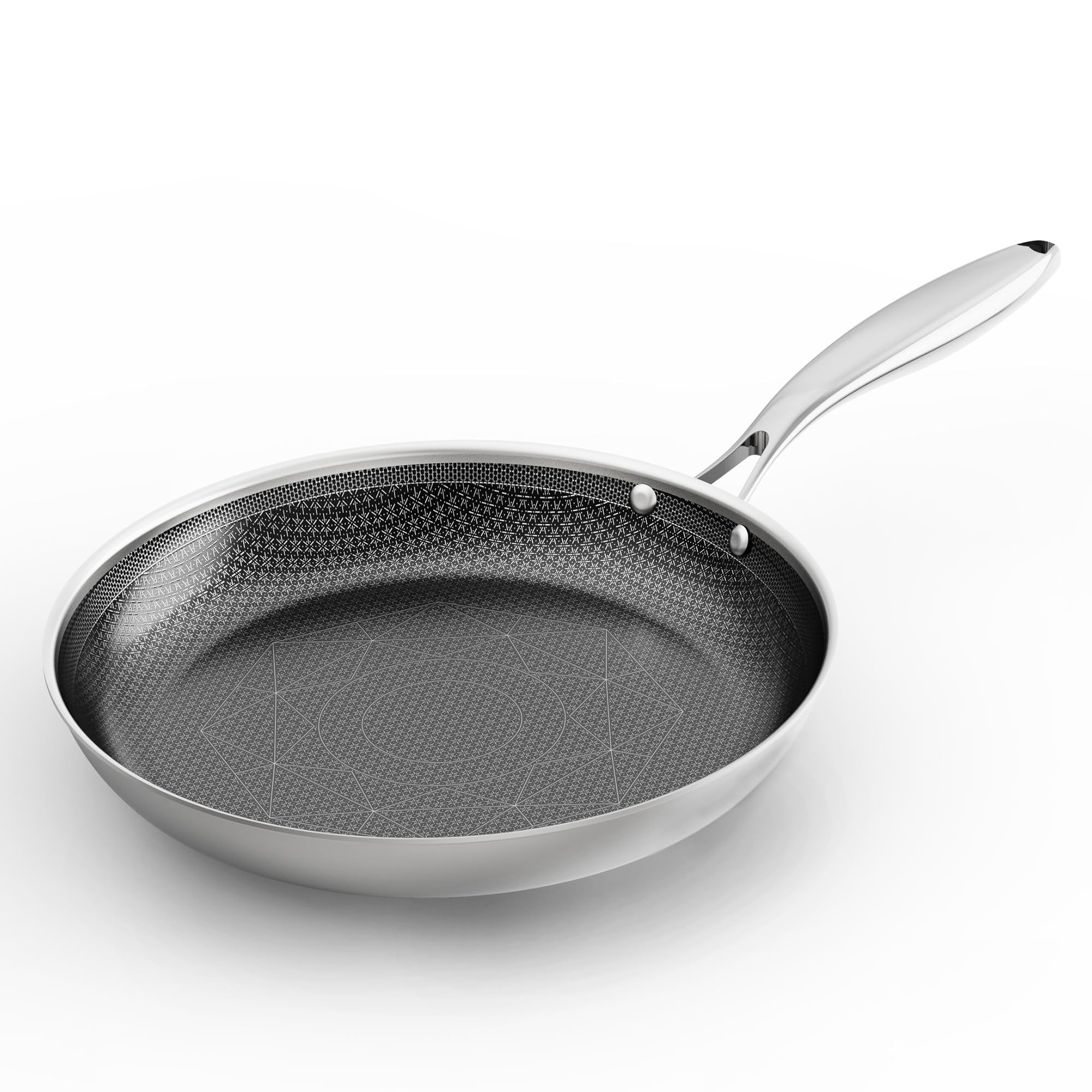 COOKING KING 10-Inch Stainless Steel Pan, Hybrid Nonstick Frying Pan, Skillet, 3-Ply Clad Cookware, Even Heat Distribution, Dish
