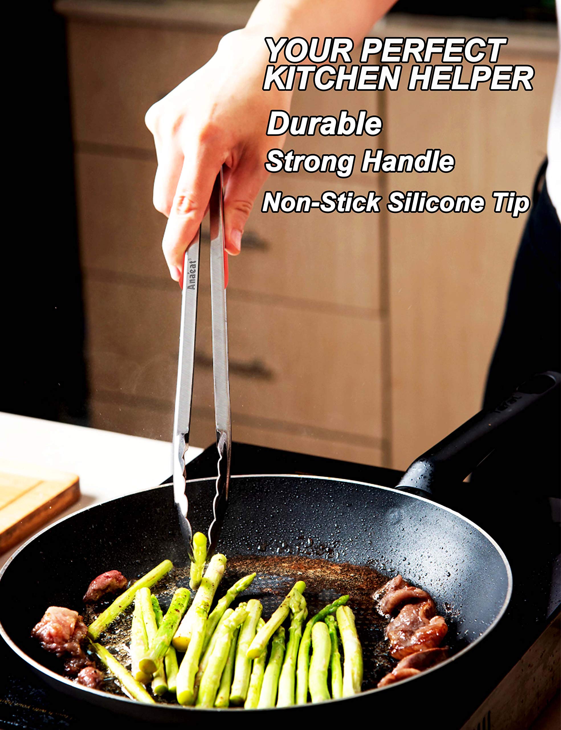 Anaeat Premium Sturdy Barbecue Tongs For Kitchen Grill & Bbq - 7,9,12 Inch Non-Slip Stainless Steel Locking Tongs Heat Resistant