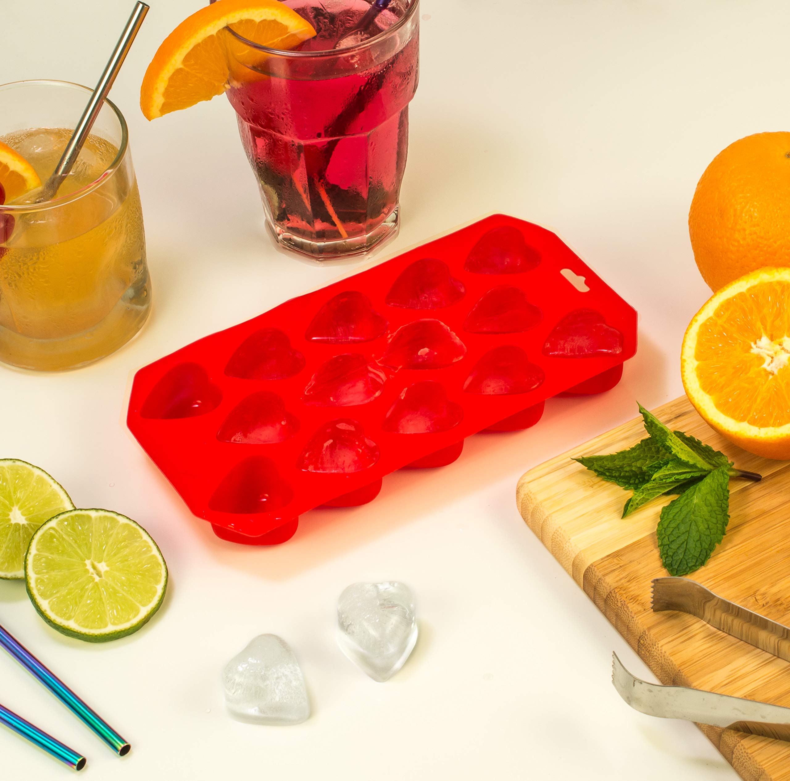 Hic Kitchen Silicone Heart Ice Tray, Chocolate Candy Baking Mold, Non-Stick, Heat-Resistant, Makes 14 Hearts