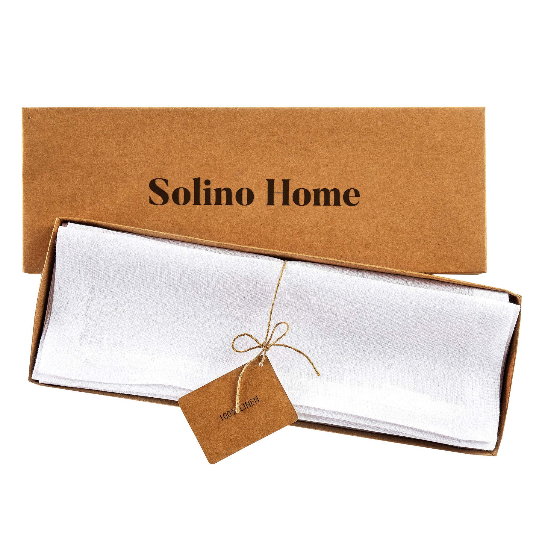 Solino Home Linen Placemats 19'' L X 14'' W Inch - 100% Pure Linen White Cloth Placemats Set Of 4 - Fete, Washable Fabric Place
