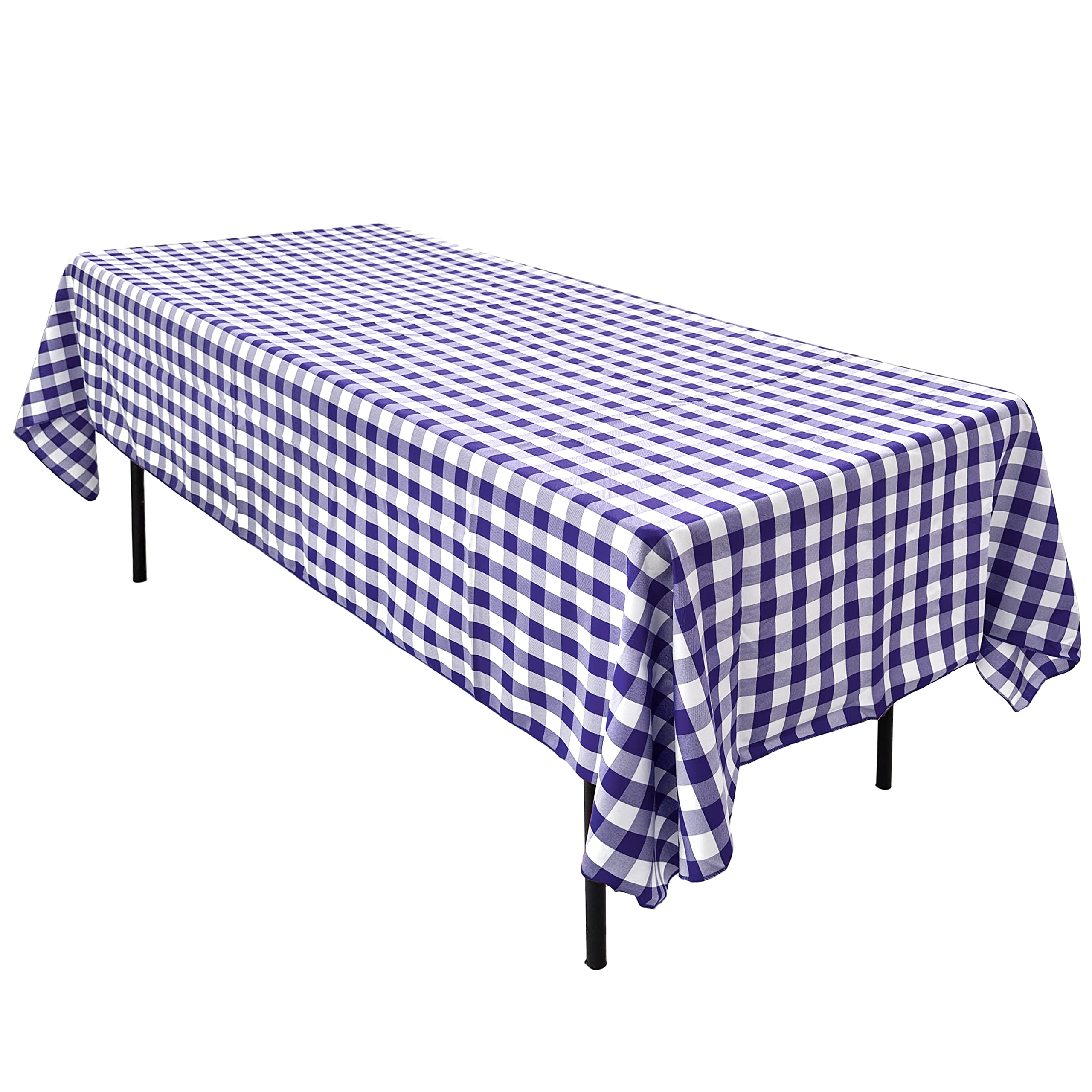 Ak-Trading 60 X 126-Inch Rectangular Polyester Tablecloth - Made In Usa - Blue & White Checker
