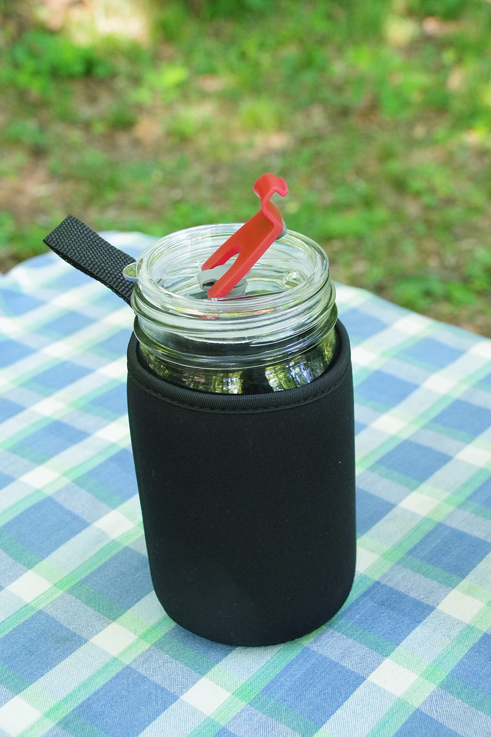 Masun Mason Jar Sleeve Wide, And Regular Mouth Quart Jars (Black 4 Pack)