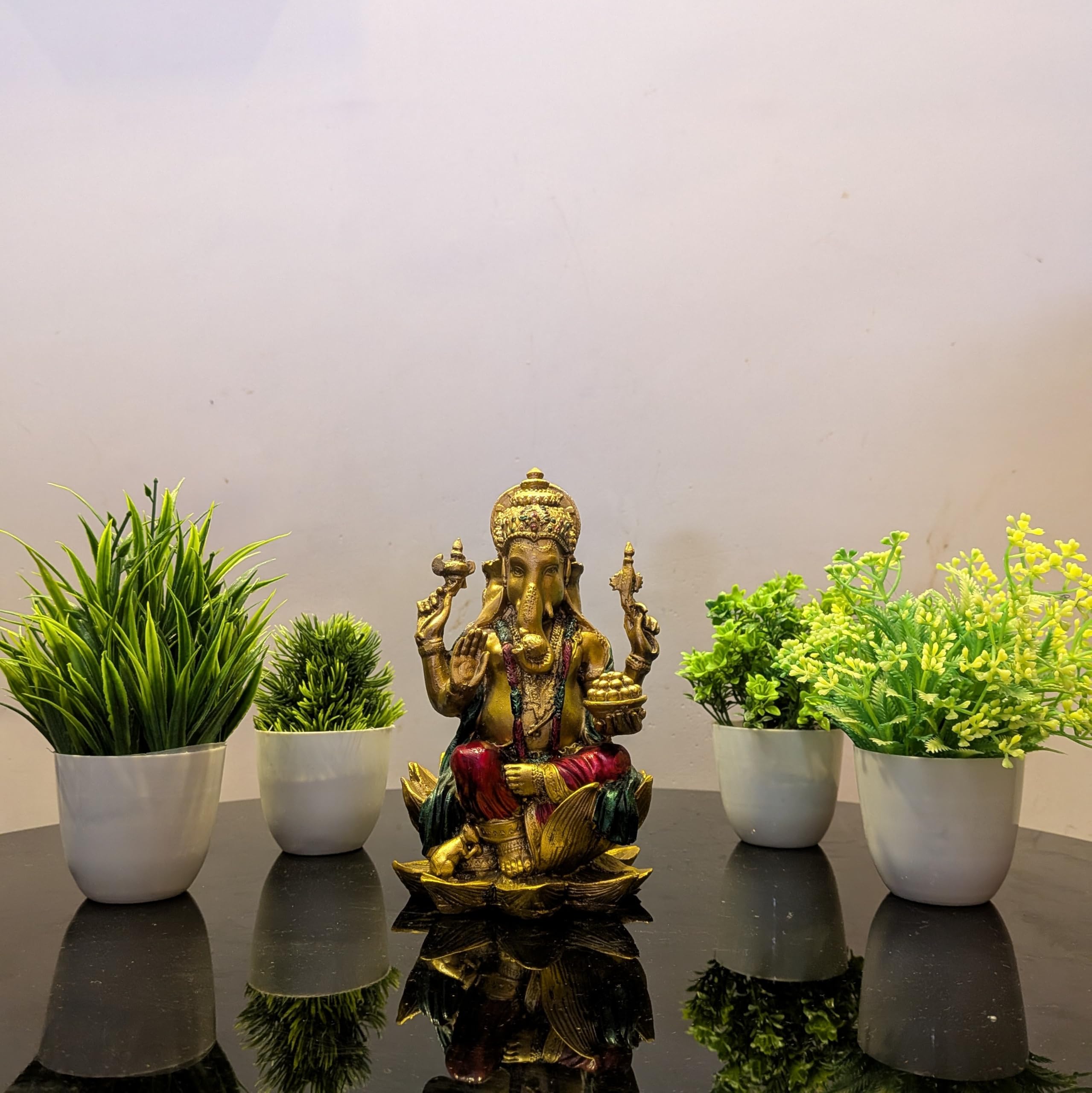 Anitrad Collections Big Size Laxmi Ganesh Idol | Metallic Finish Lord Ganesha & Laxmi Ji Murti For Pooja Room, Home Decor, Mandi