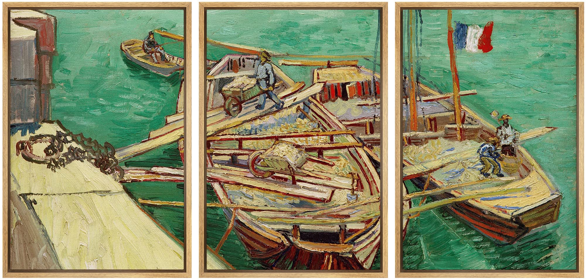 Wall26 Framed Canvas Print Wall Art Set Quay With Men Unloading Sand Barges Vincent Van Gogh Classical Illustrations Fine Art De
