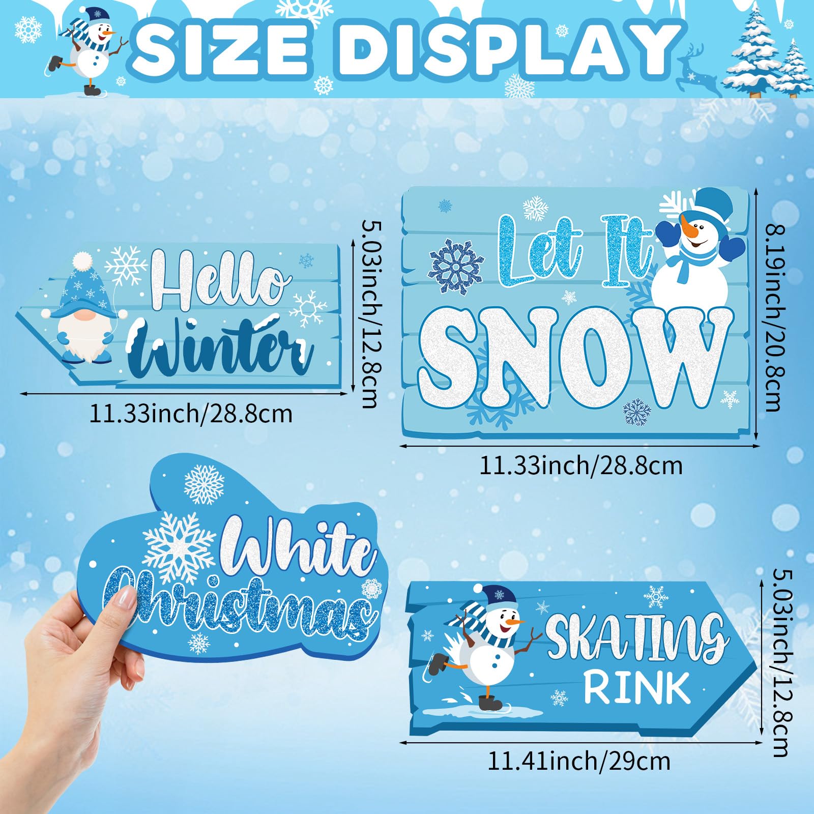 20 Pieces Winter Wonderland Christmas Decorations Let It Snow Winter Party Signs Blue Winter Wonderland Decorations Frozen Party