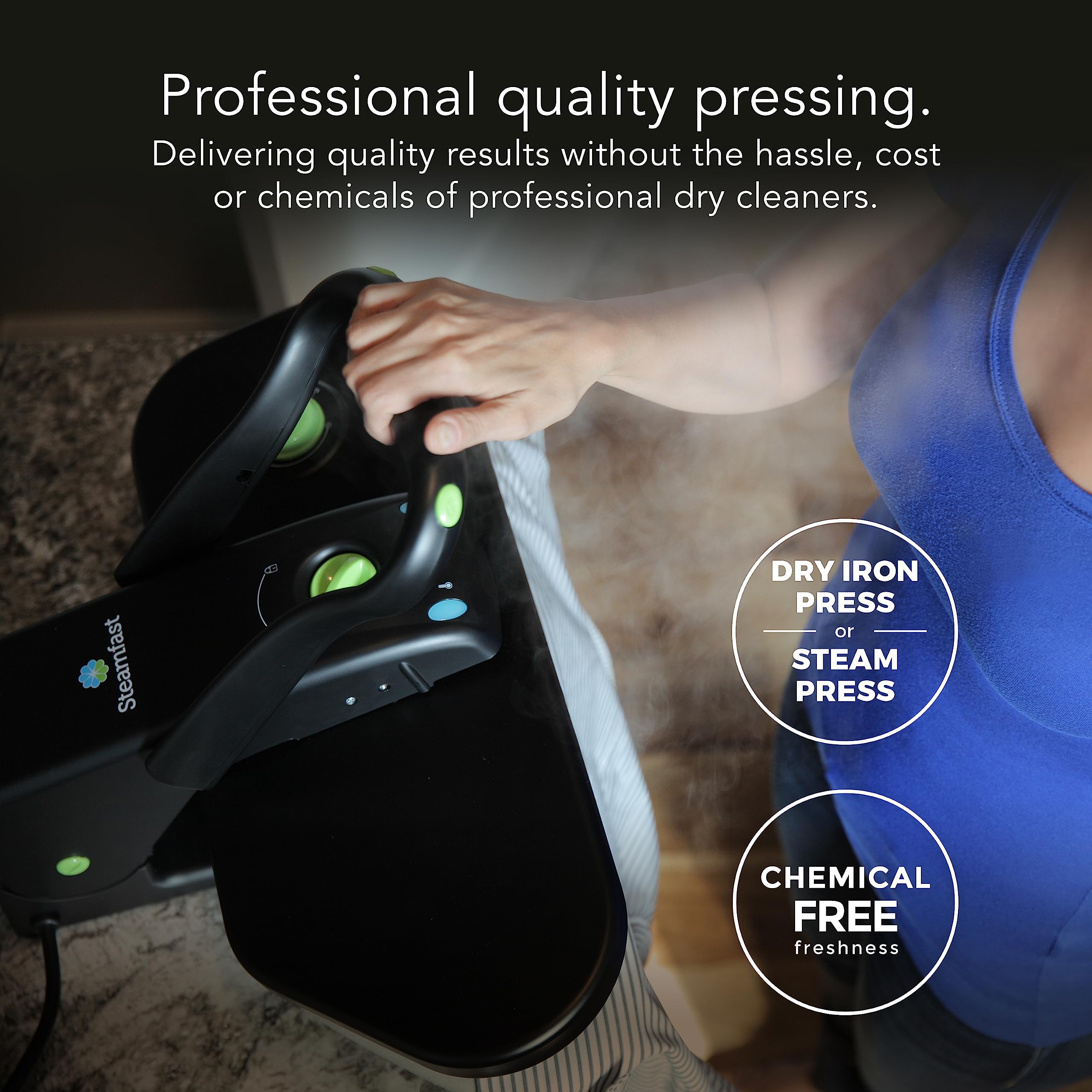 Steamfast Sf-623 Mid-Size Steam Press With Multiple Fabric Settings And Steam Burst Function, Black, 20.47'' L X 17.16'' W X 6.7