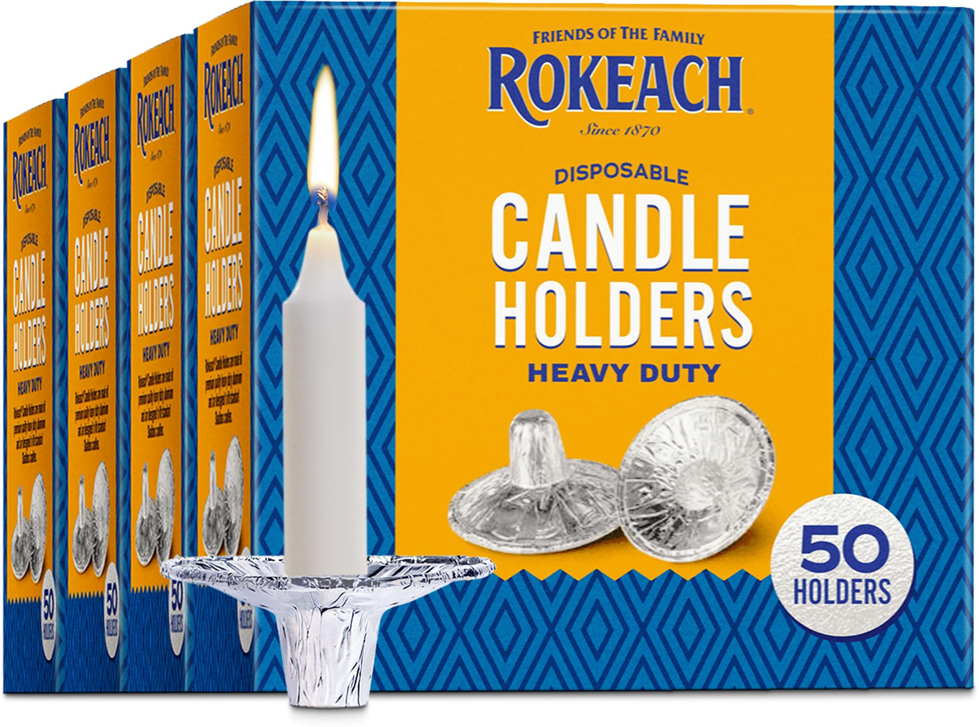 Rokeach Extra Heavy Duty Disposable Aluminum Foil Candle Holders, 4X 50 Pack (200 Holders) Bulk | Bobeches for Candlesticks | Fi