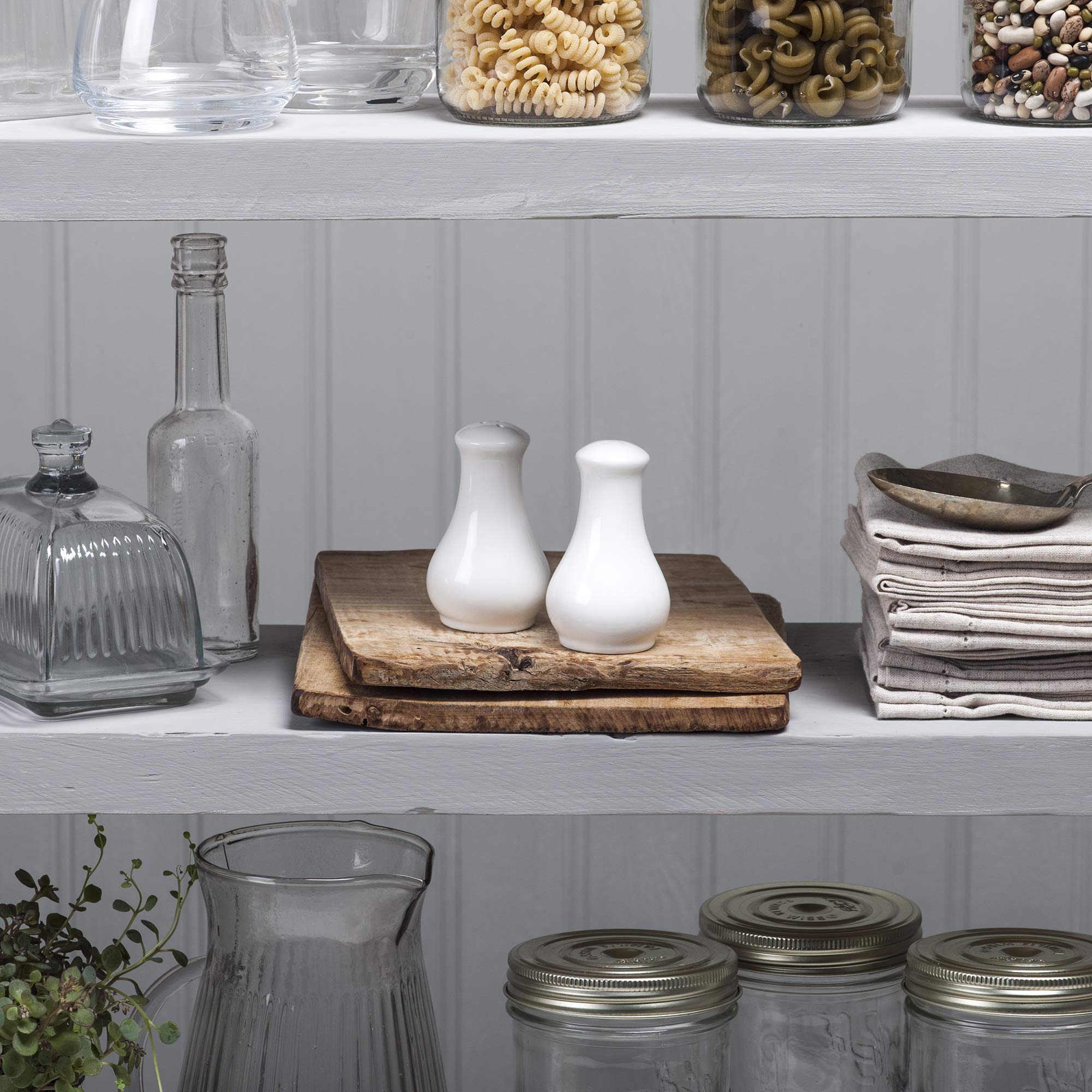 Wm Bartleet & Sons 1750 Traditional Porcelain Salt & Pepper Pot Shaker Cruet Set 13Cm - White