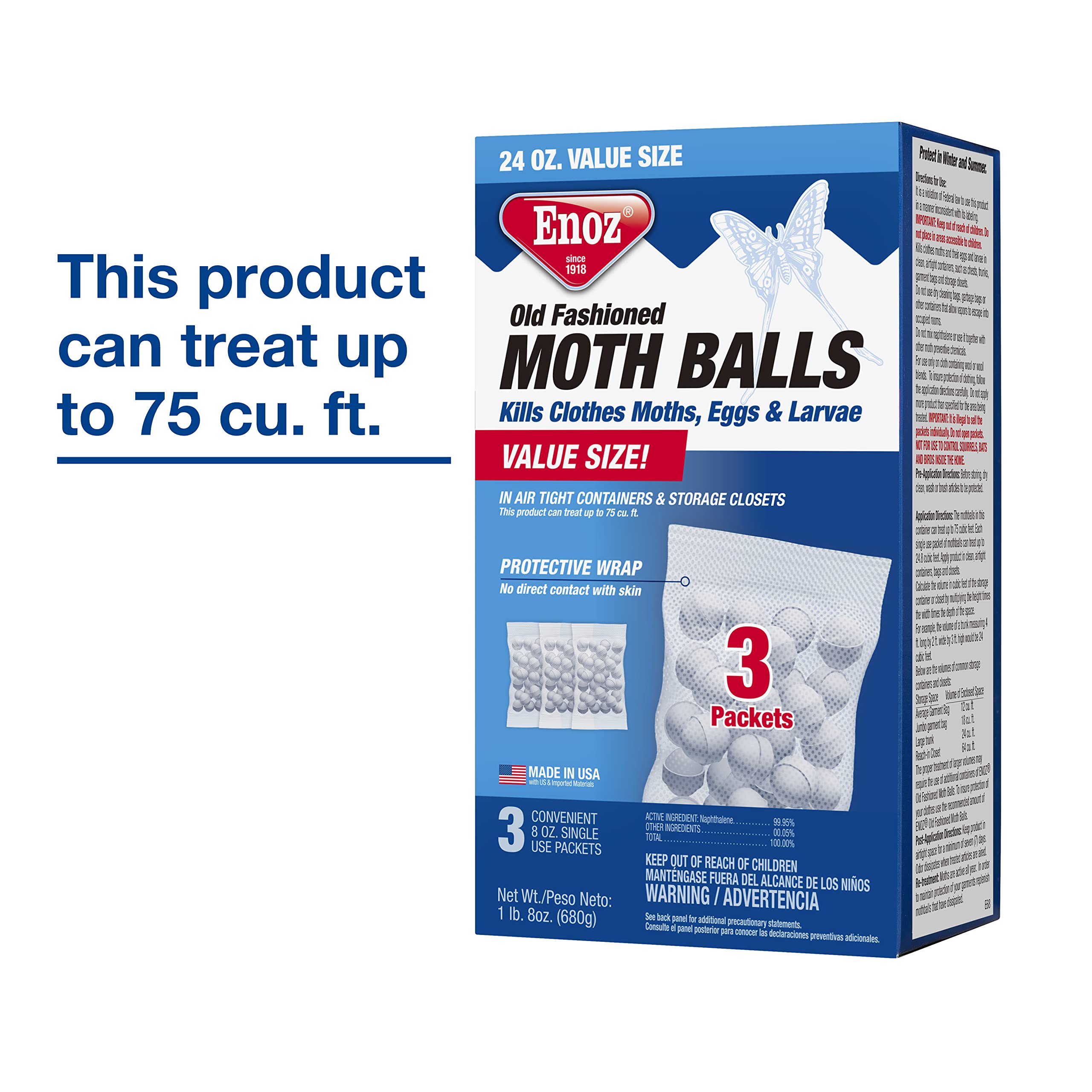 7521206 Moth Balls Old Fash 2Lbs Enoz Old Fashioned Moth Balls 32 Oz (Pack Of 12)