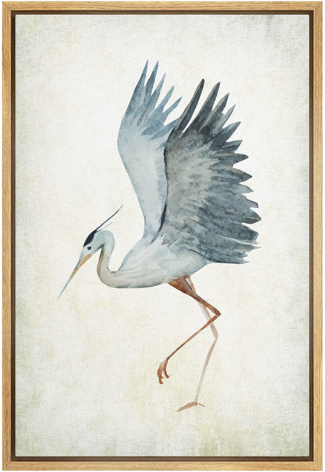 Wall26 - Framed Canvas Wall Art - Heron Bird Spread The Wings - Wild Animal - Gallery Wrap Modern Home Art | Ready To Hang - 16'