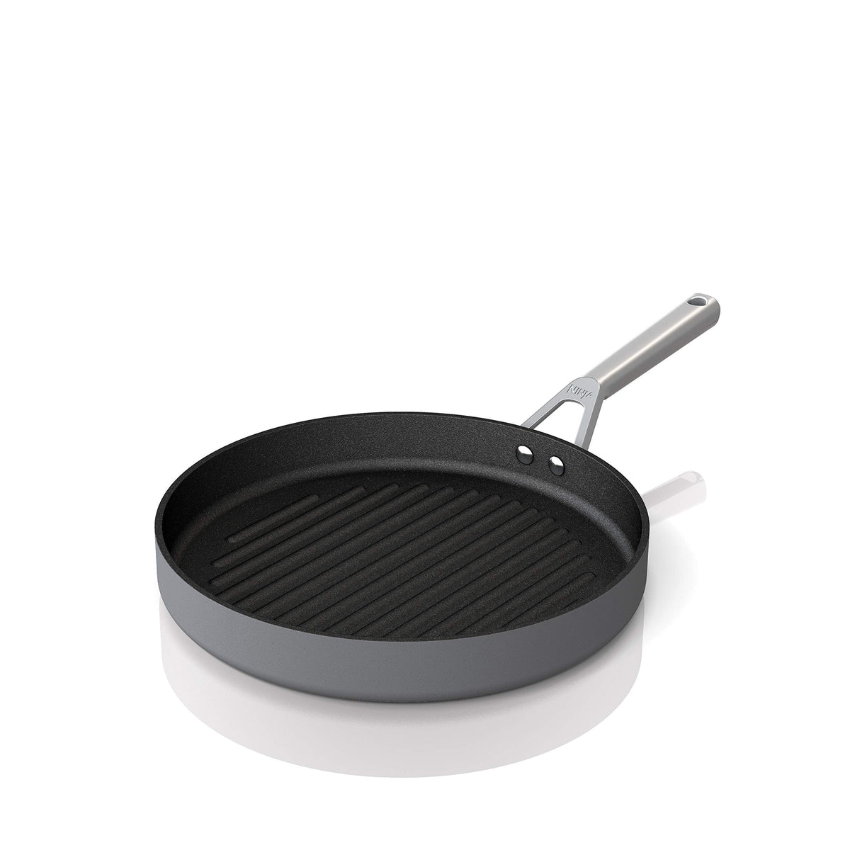 Ninja C30530 Foodi Neverstick Premium 12-Inch Round Grill Pan, Hard-Anodized, Nonstick, Durable & Oven Safe To 500F, Slate Grey