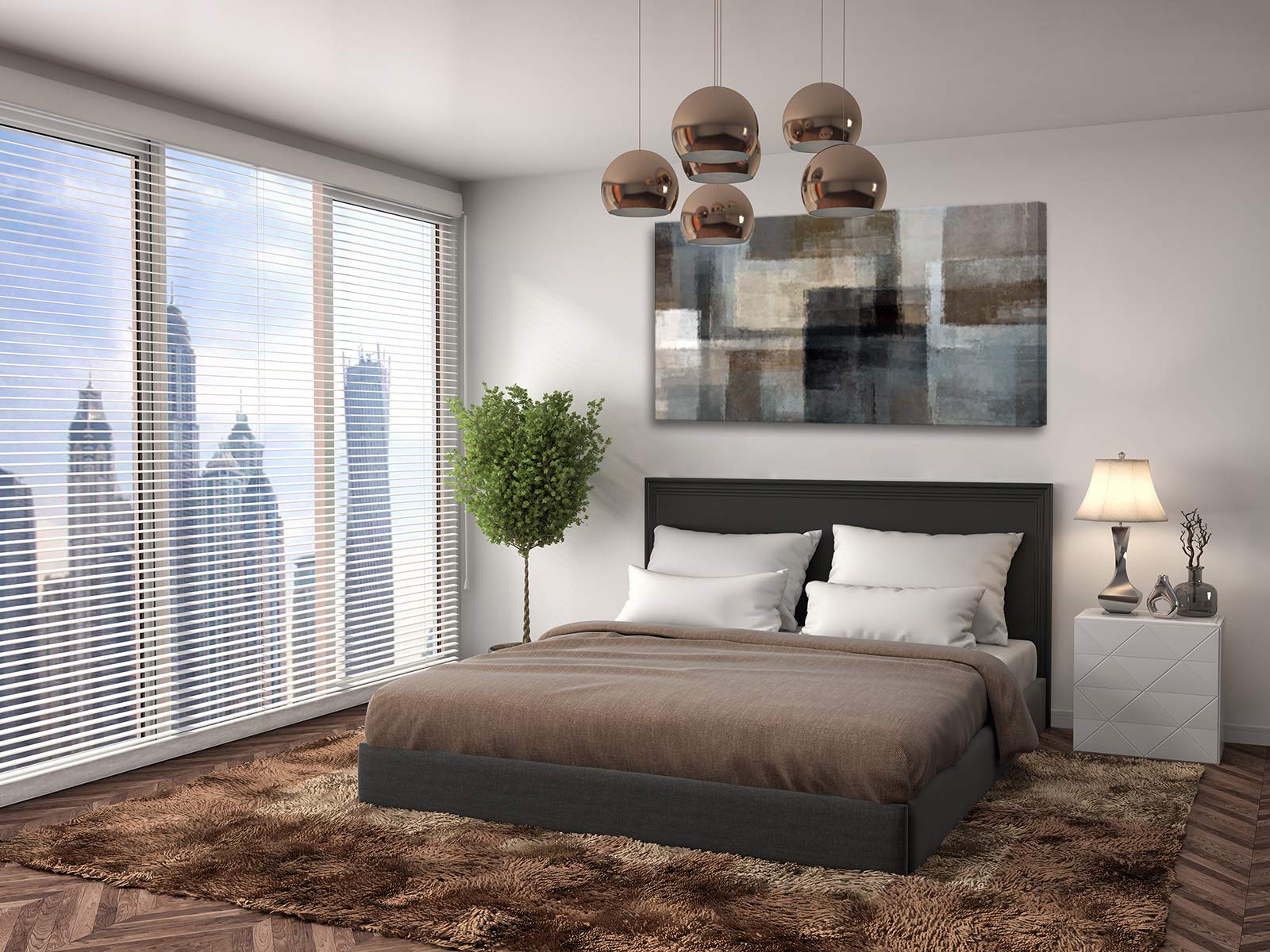 Cao Gen Decor Art A62475 Canvas Prints Abstract Wall Art Print Paintings Grey and Brown Home Decor Framed Ready to hang for Living Room Bedroom and Office Home Kitchen Artwork