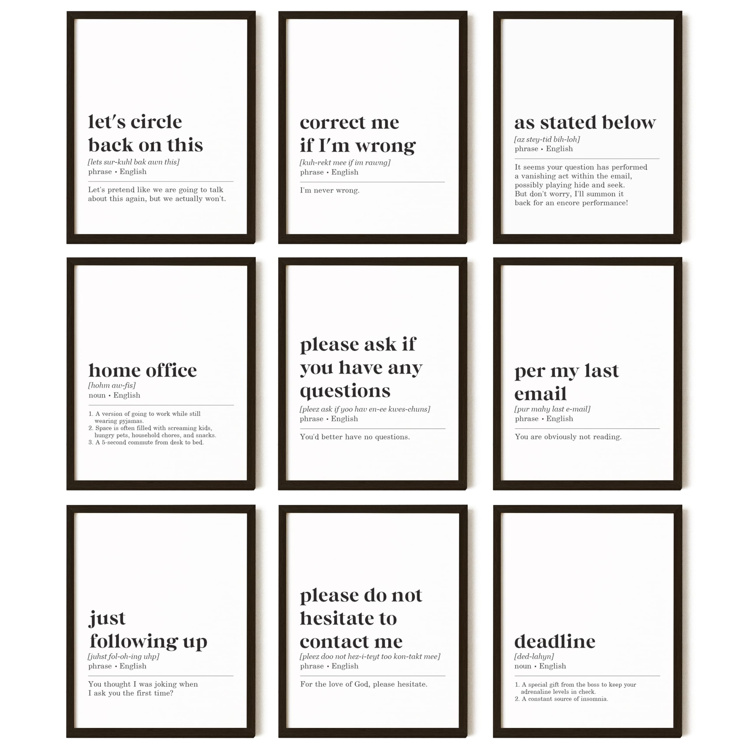97 Decor Funny Office Decor - Home Office Poster, Funny Work From Home Art Prints, Inspirational Work Quotes Wall Art Motivation